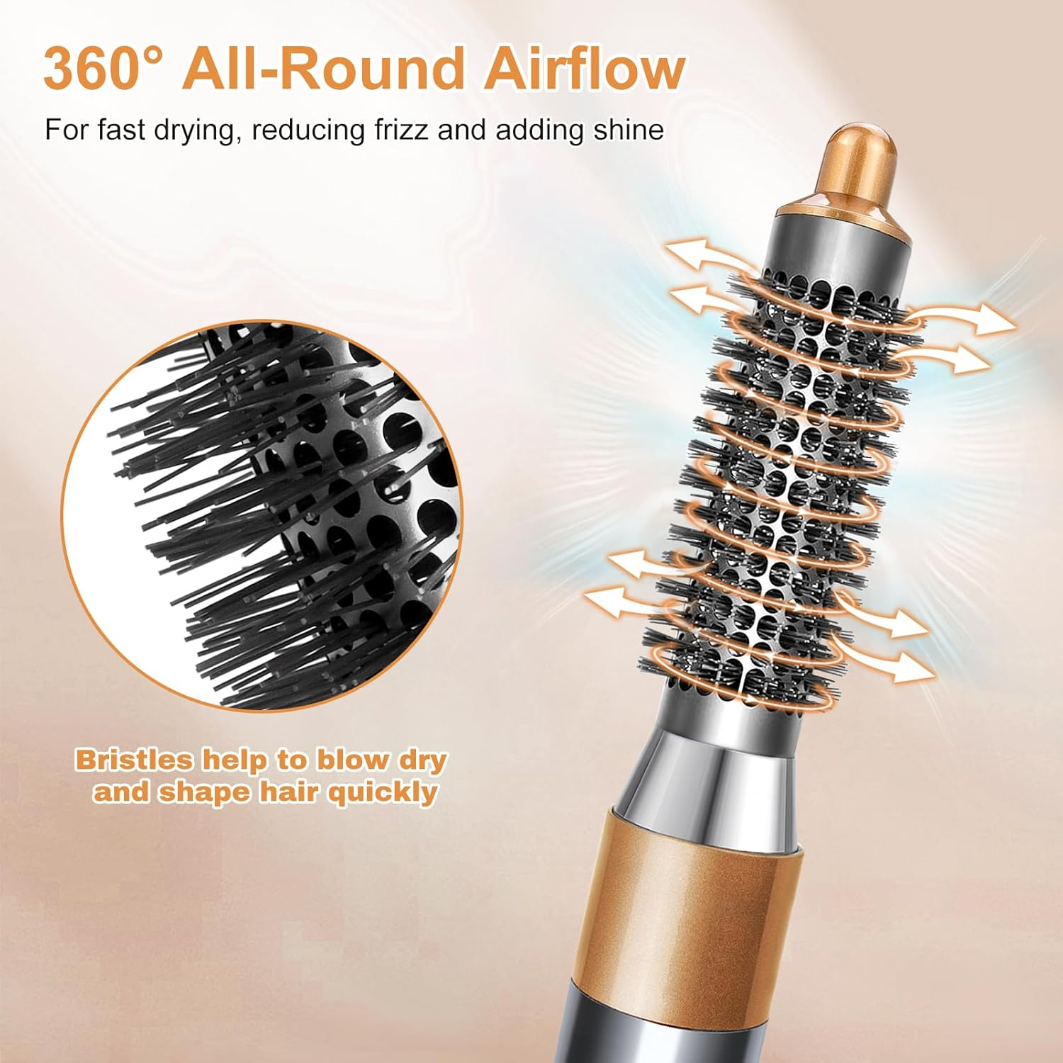 Small round Volume Brush for Dyson Airwrap HS01 HS05 Attachment Hair Styler Accessories, Gold image number 4