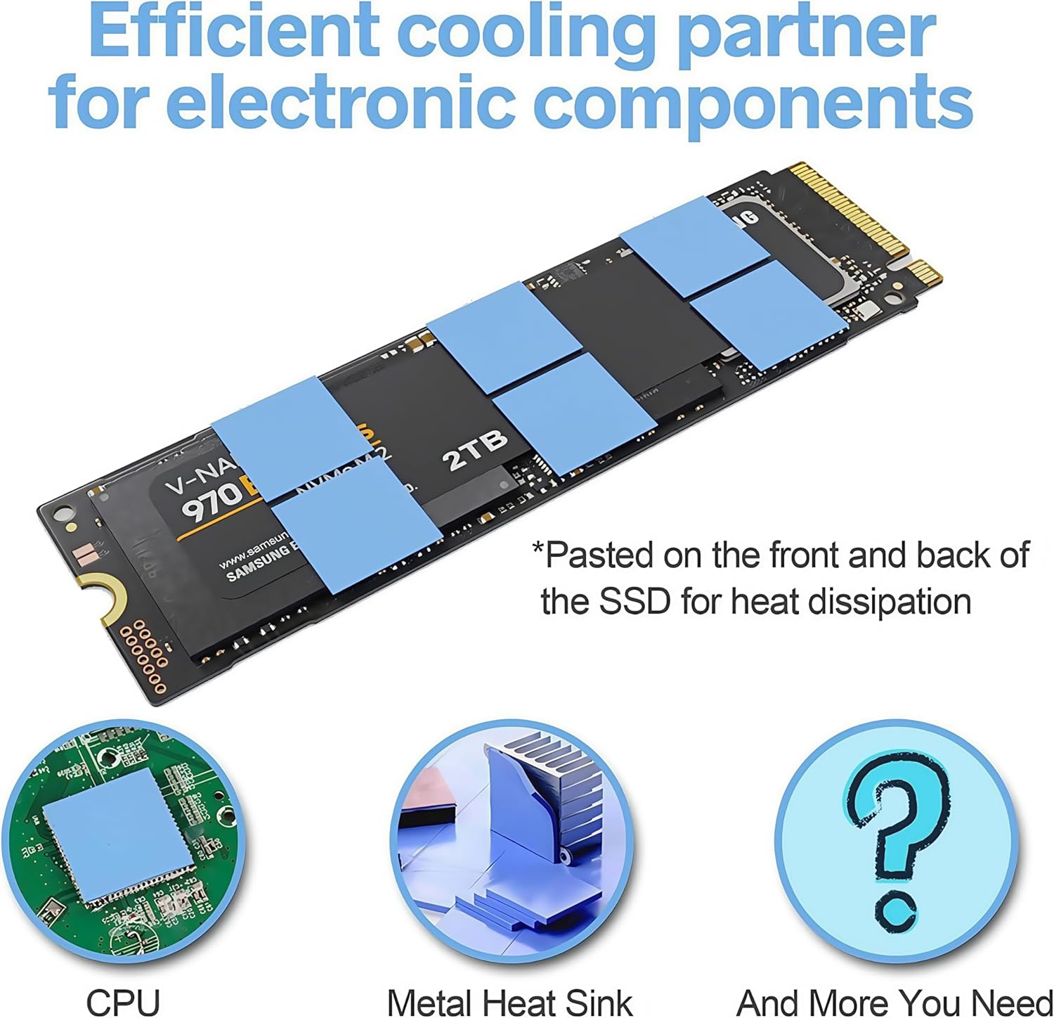 ADWITS 100 Pieces 10X10X1Mm Thermally Conductive Silicone Pads, Soft Cooling Pad for GPU LED PSU TV DDR Module IC Chipset -Blue image number 2