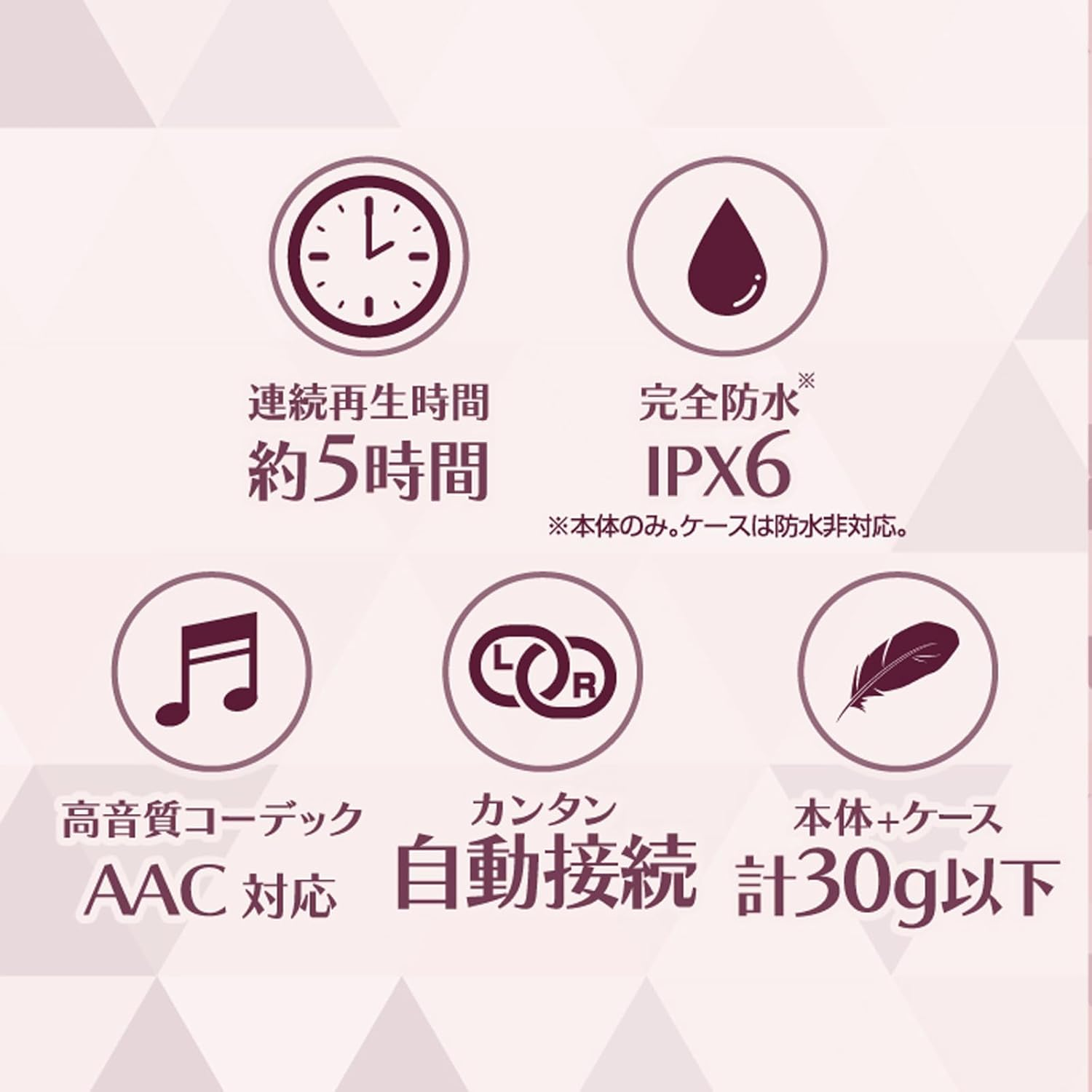 Kashimura NBL-132 3 Cute Pastel Colors! Easy to Enjoy Good Sound for Everyday Use, Completely Wireless Stereo Earphones, Pastel, Pink image number 4