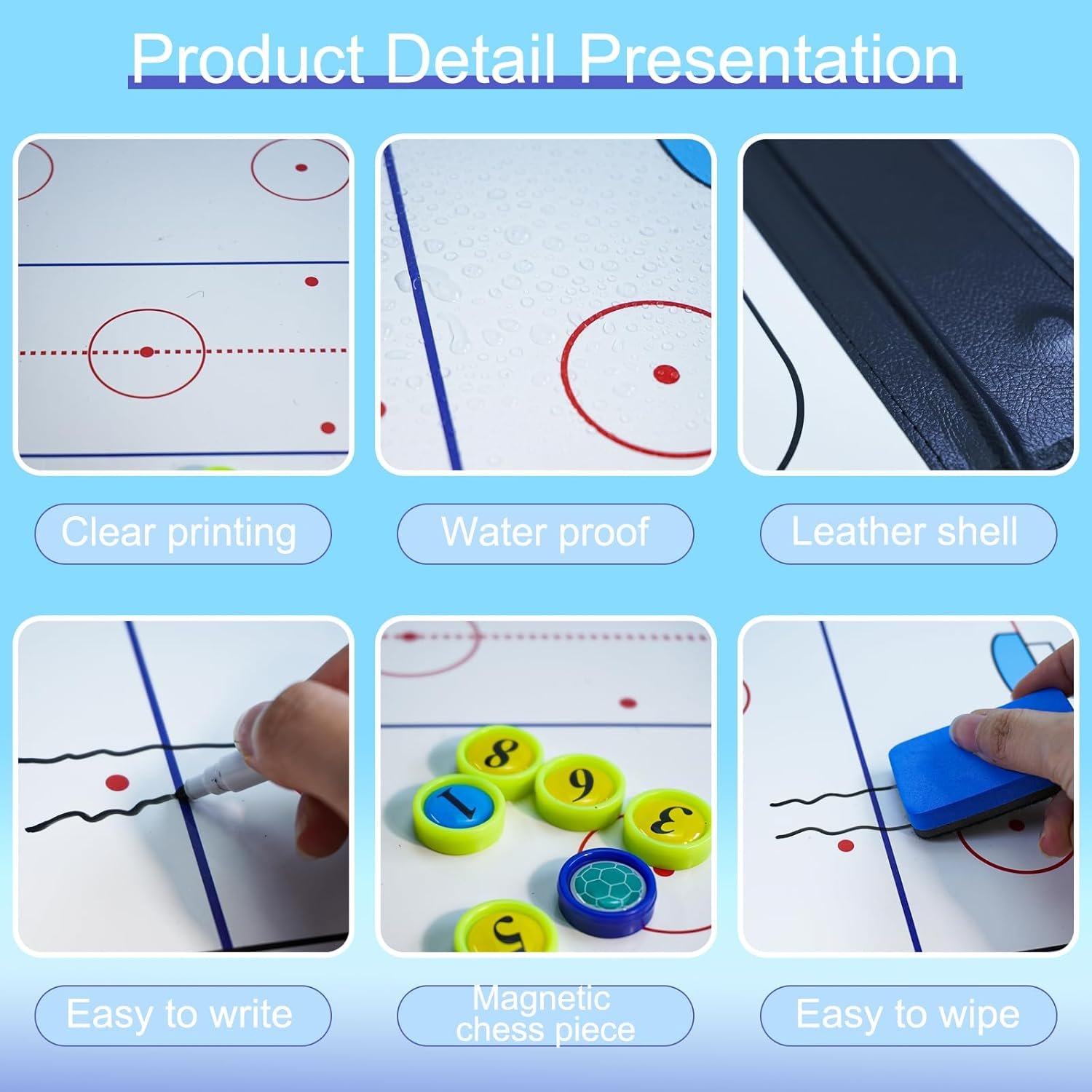 Joyeee Ice Hockey Tactics Board for Kids & Adults, Magnetic Coaching Board, Ice Hockey Equipment for Men, Boys and Ice Hockey Enthusiast, Christmas Ice Hockey Gifts for Men Father - 03 Double Side Ice Hockey Board image number 2