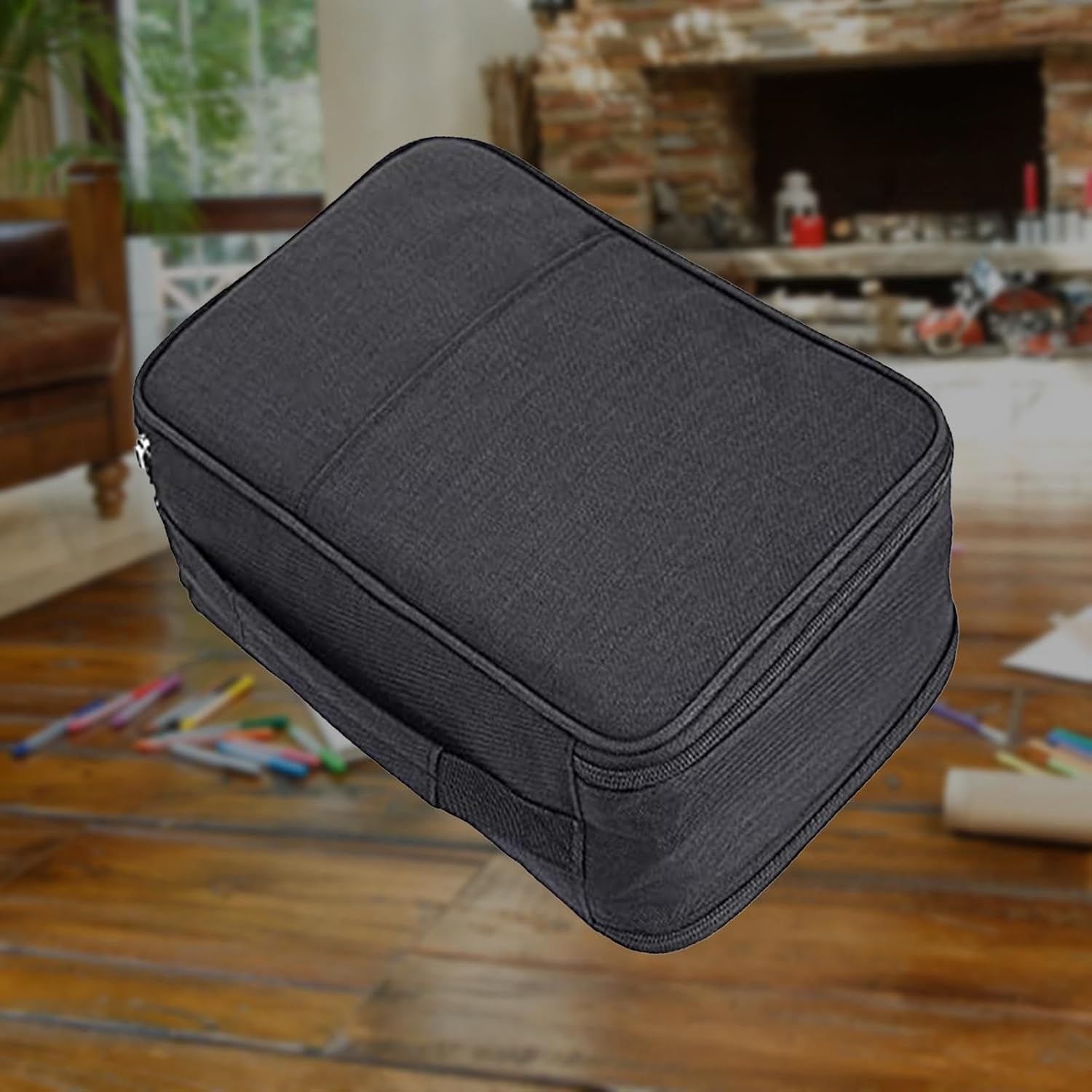 Generic 300 Slots Colored Pencil Organizer Marker Carrying Pouch 5 Layers Pouch Portable Marker Case for Student Artist Makeup Brushes Stationery, Black image number 2