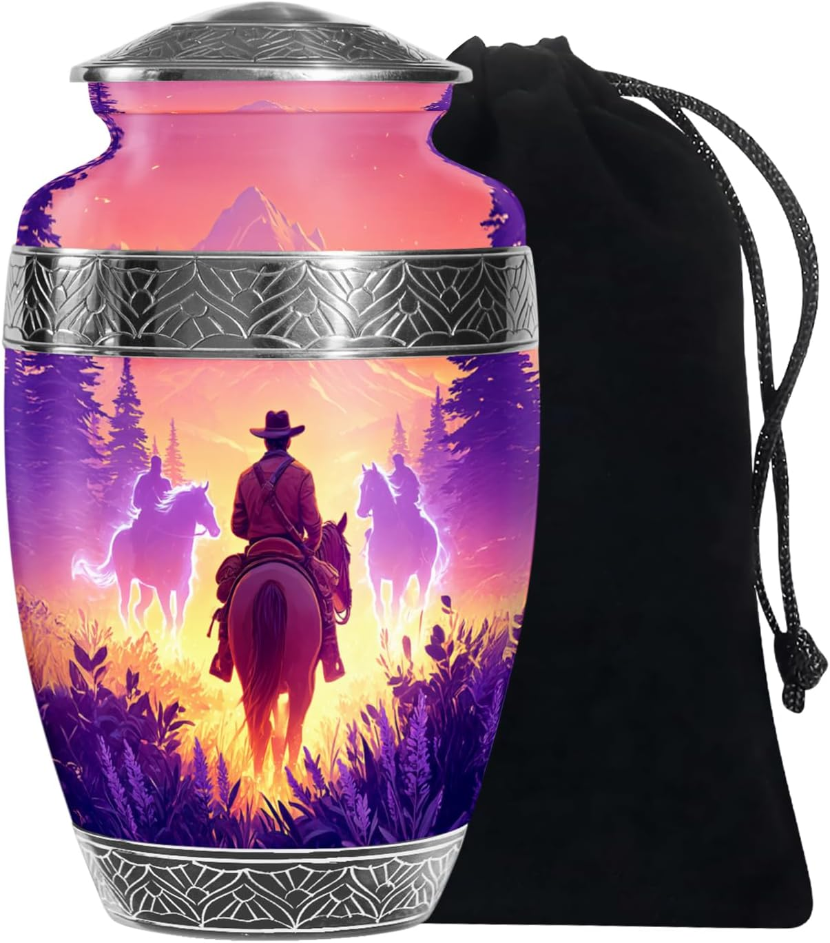 Cowboys Urns for Human Ashes Adult Female and Male, Decorative Cremation Urns for Human Ashes, (Classic Large, 10 Inch)