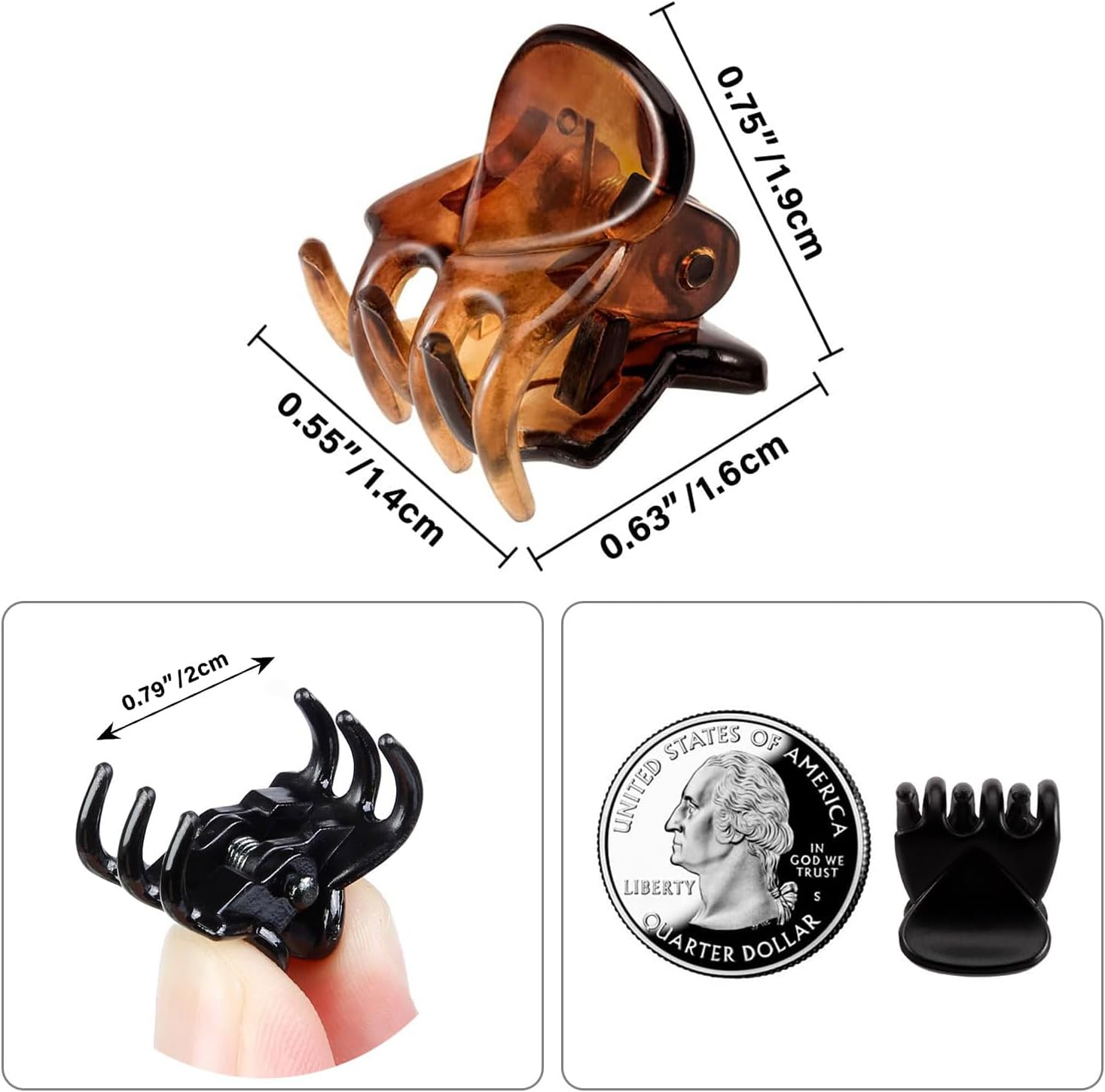 60 Pieces Mini Hair Claws for Girls and Women, Strong Hold, Multifunctional Clamps Tiny Clamps, Durable Plastic, Non-Slip, Stays in Place without Pulling or Hanging image number 3