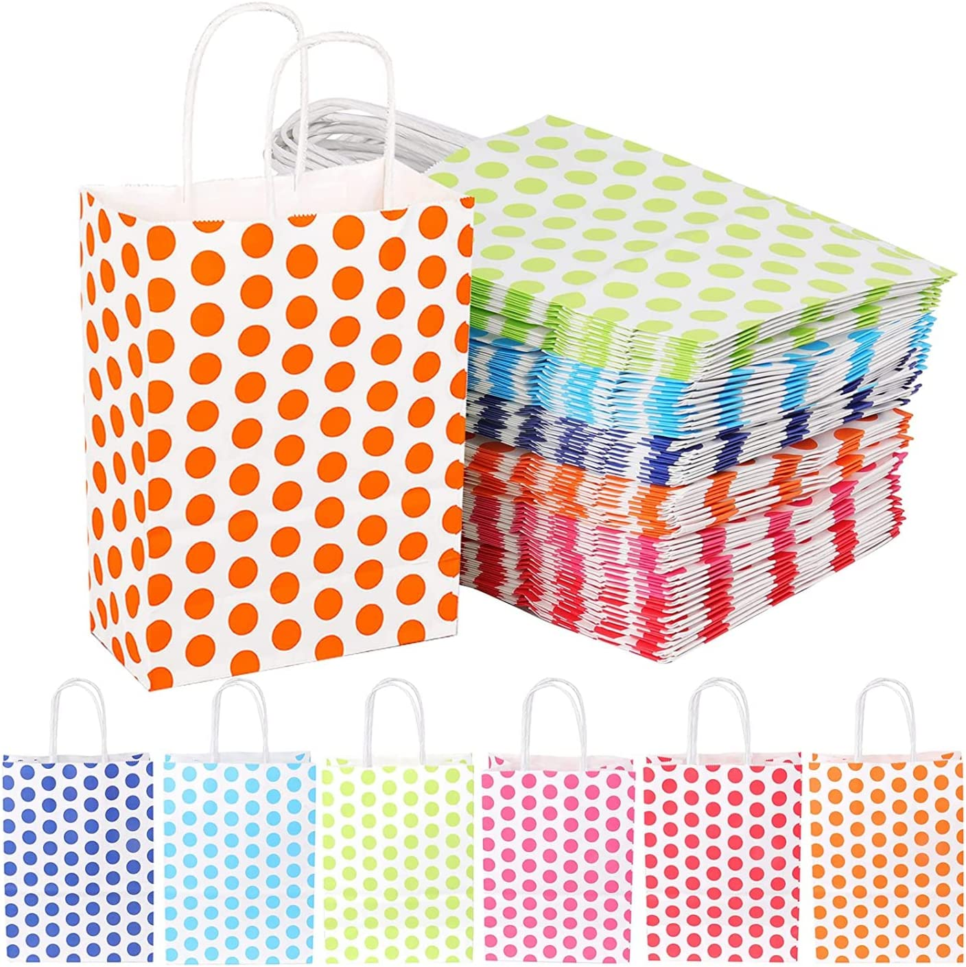 Wimarn&reg; 36 Pieces Kraft Paper Party Favor Gift Bags with Handle, Assorted Colors Wedding Favor Bags, Kraft Paper Bags, Birthday Bags image number 2