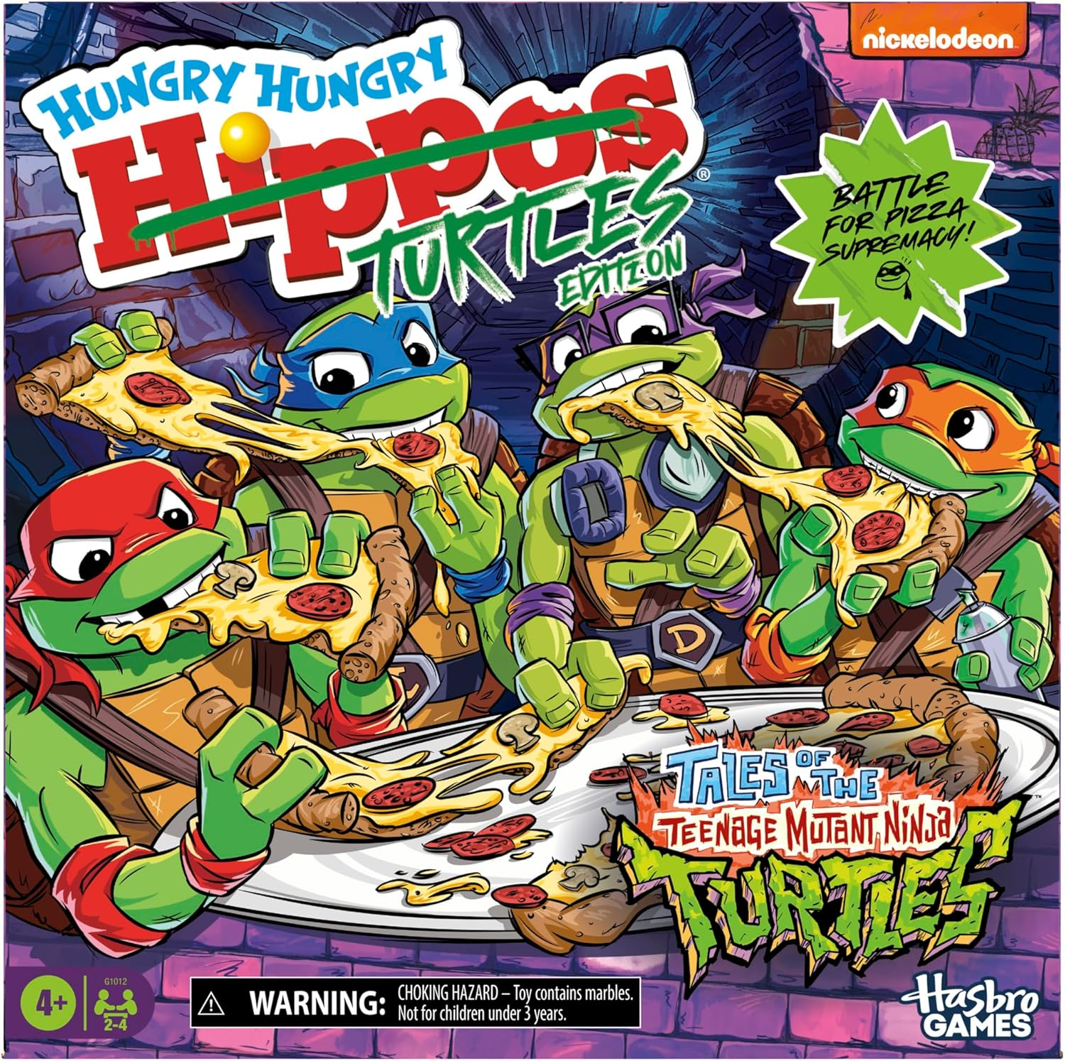 Hungry Hungry Hippos: Teenage Mutant Ninja Turtles Edition Game | Ages 4 and up | 2 to 4 Players | Kids Board Games | Gifts for Preschoolers image number 5