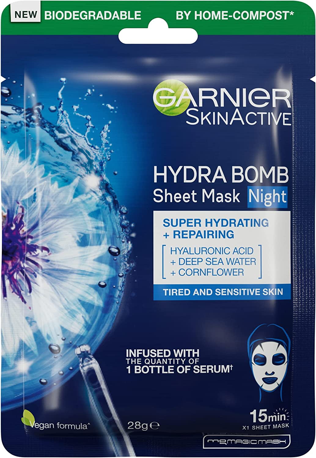 Garnier Hydra Bomb Hyaluronic Acid Deep Sea Water Night Sheet Mask (3 Pack)