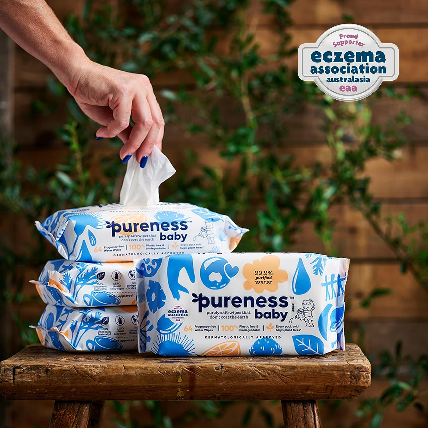 Pureness Baby Biodegradable Plastic Free Sensitive and Newborn Skin Mega Value Wipes, Pack of 12, 768 Wipes image number 2