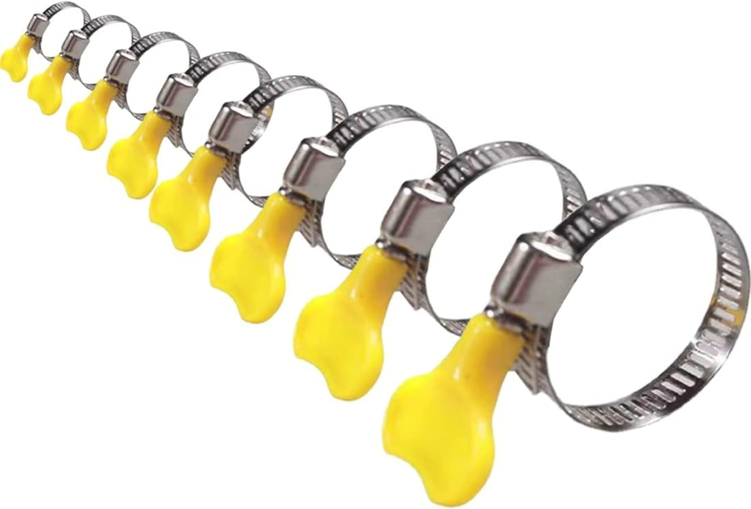 QIOON 8 Pcs Adjustable Hose Clips Stainless Steel Hose Clamps Clip 8-44Mm for Home Flexible Gas Petrol Fuel Hose Pipe Tube Worm Drive Automotive Industrial Electronic (8 Sizes) image number 3