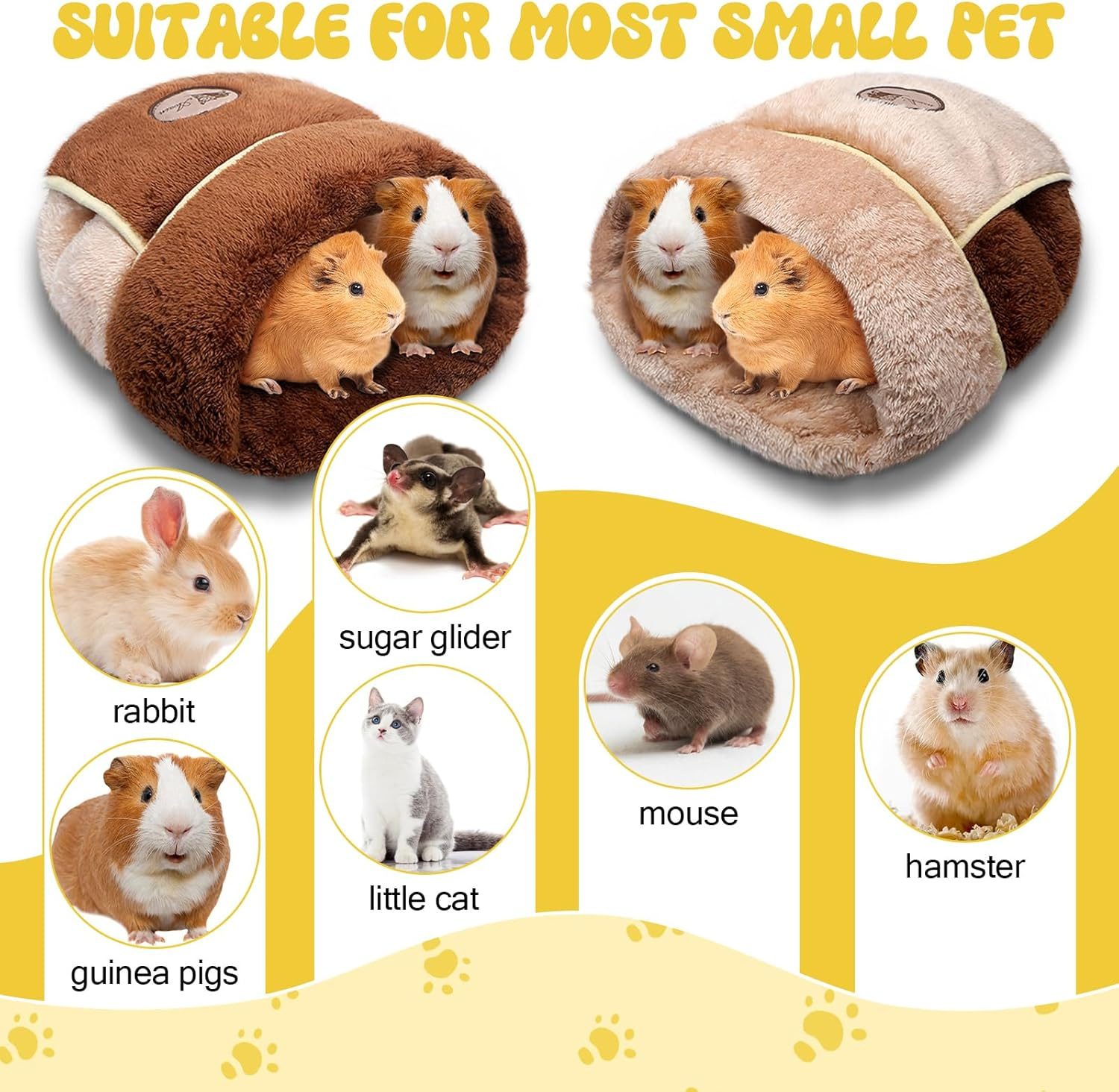 Wenqik 2 Pcs Guinea Pig Bed Cuddle Warm Hideout Small Animal Sack Cozy House Bedding Sleeping Cushion Portable Pet Carrier Cage Nest for Rabbit Hamster Rat image number 2