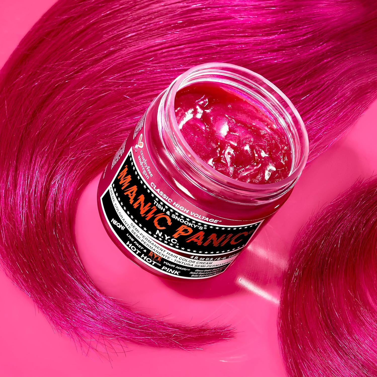 MANIC PANIC Classic Hot Hot Pink Semi Permanent Hair Color - Neon Pink Hair Dye for Women & Men That Lasts 4-6 Weeks - Vegan, Ammonia & Cruelty-Free - Create & Mix Custom Shades (4Oz) - Electric Banana image number 5