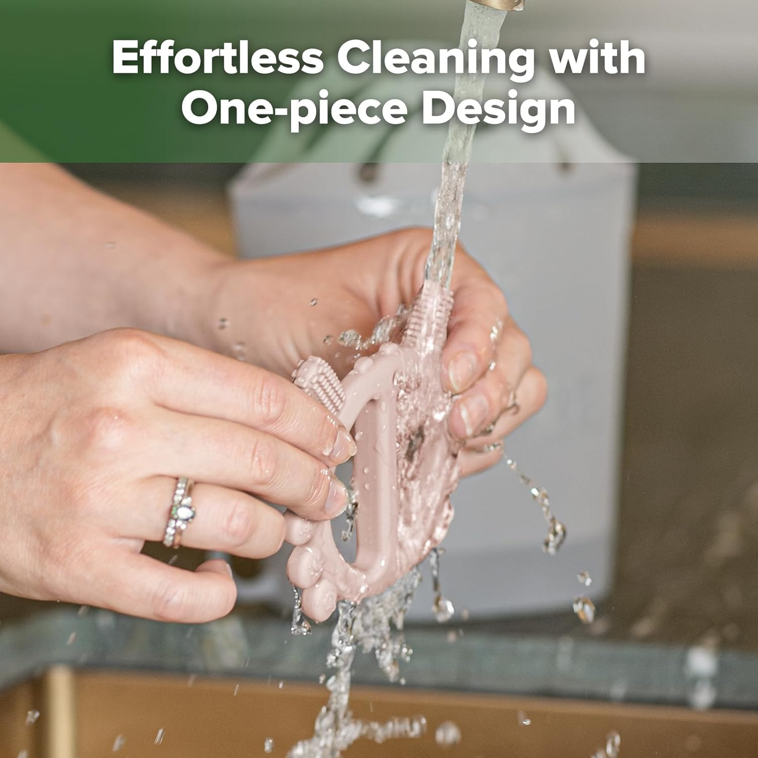 Haakaa Silicone Crab Baby Teether,Teething Toys,360&deg; Baby Toothbrush Head for Infant Self-Brushing Training,Food-Grade Silicone,Steel, Blush - Pea Green image number 6