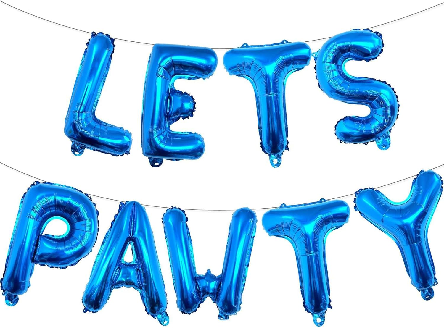 9 Pcs Lets Pawty Balloons Banner 16 Inch, Dog Cat Pet Birthday Letters Sign Lets Pawty Balloons Happy Birthday Banner for Pet Dog Cat Party Supplies Decorations (Silver)
