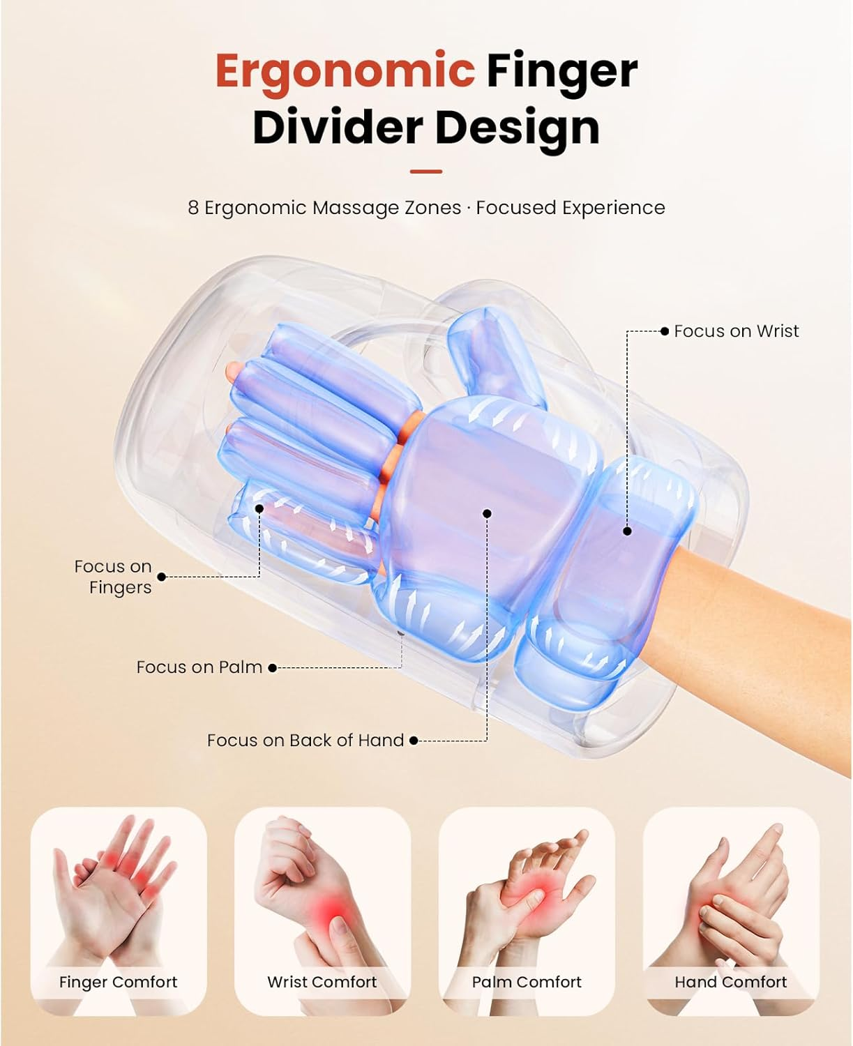 BOB and BRAD Hand Massager with Heat and Compression, Individual Fingers, Cordless & Portable Hand Massager Wrist Massage for Arthritis and Carpal Tunnel, Relax for Home Office, Ideal Gifts for Women Men image number 4