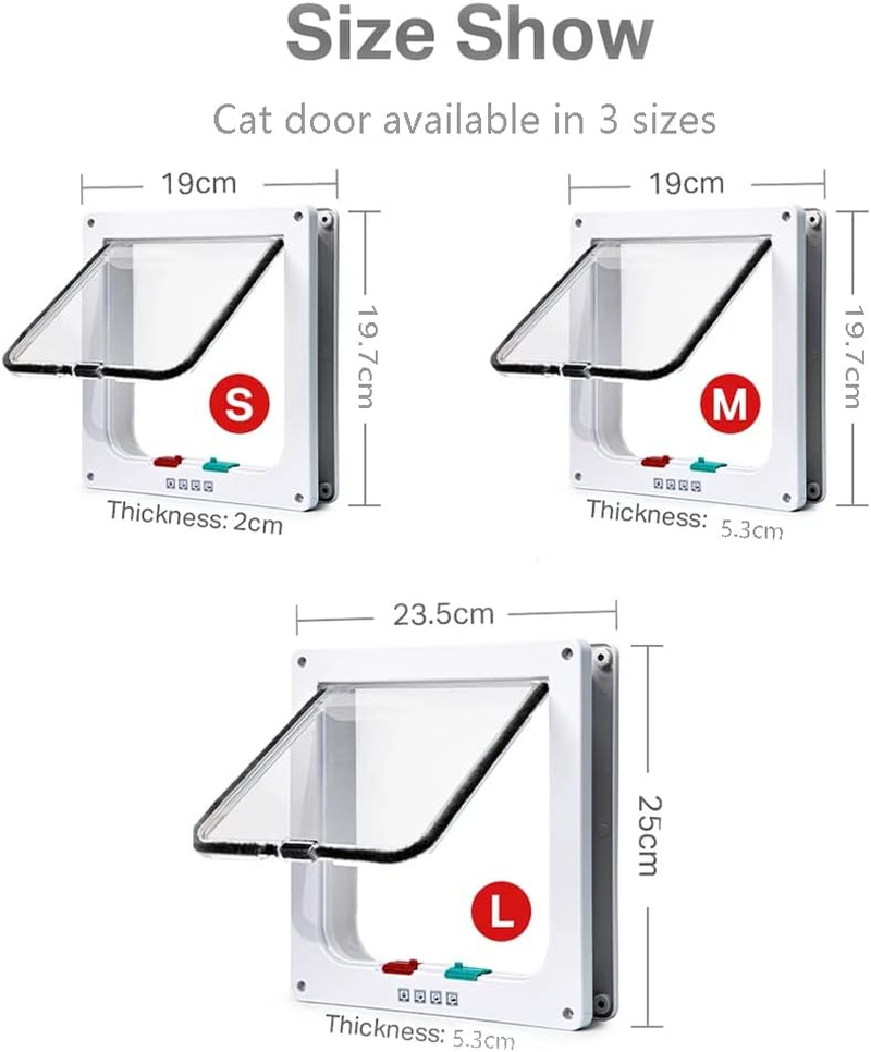 Cat Door, Cat Flap, Inner Door, Cat Flap for Fly Screen, Magnetic Pet Door with 4-Way Screw Closure, Easy to Install with Telescopic Frame, M 19 X 19.7 X 5.3 Cm image number 5