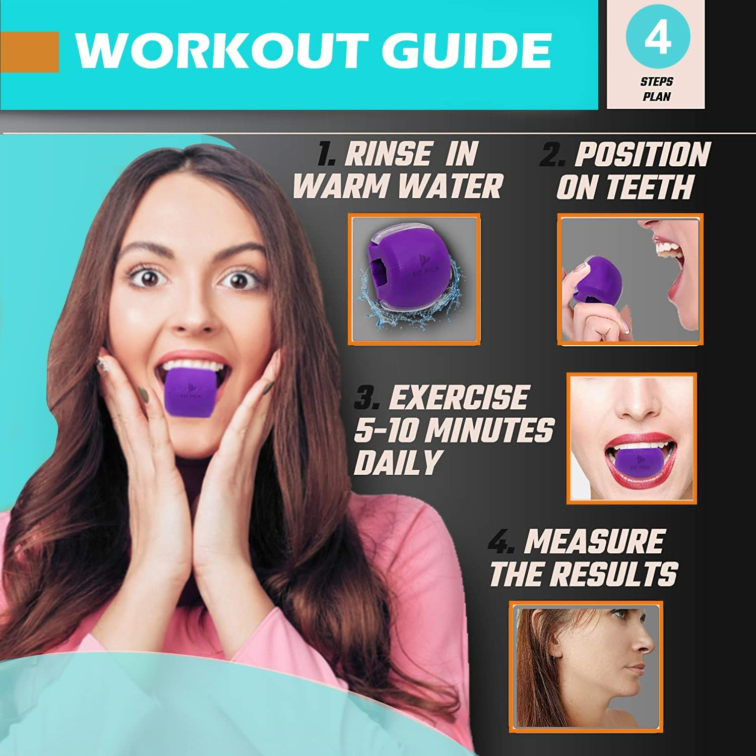 FIT PICK Pro Jawline Exerciser Tool Men&Women,Tones Face,Jaw&Neck,Jaw Exerciser Help Defines Jawline,Jawline Exerciser Helps Reduce Craving Stress Jaw Liner Tools for Men&Women,Jawline Shaper image number 3