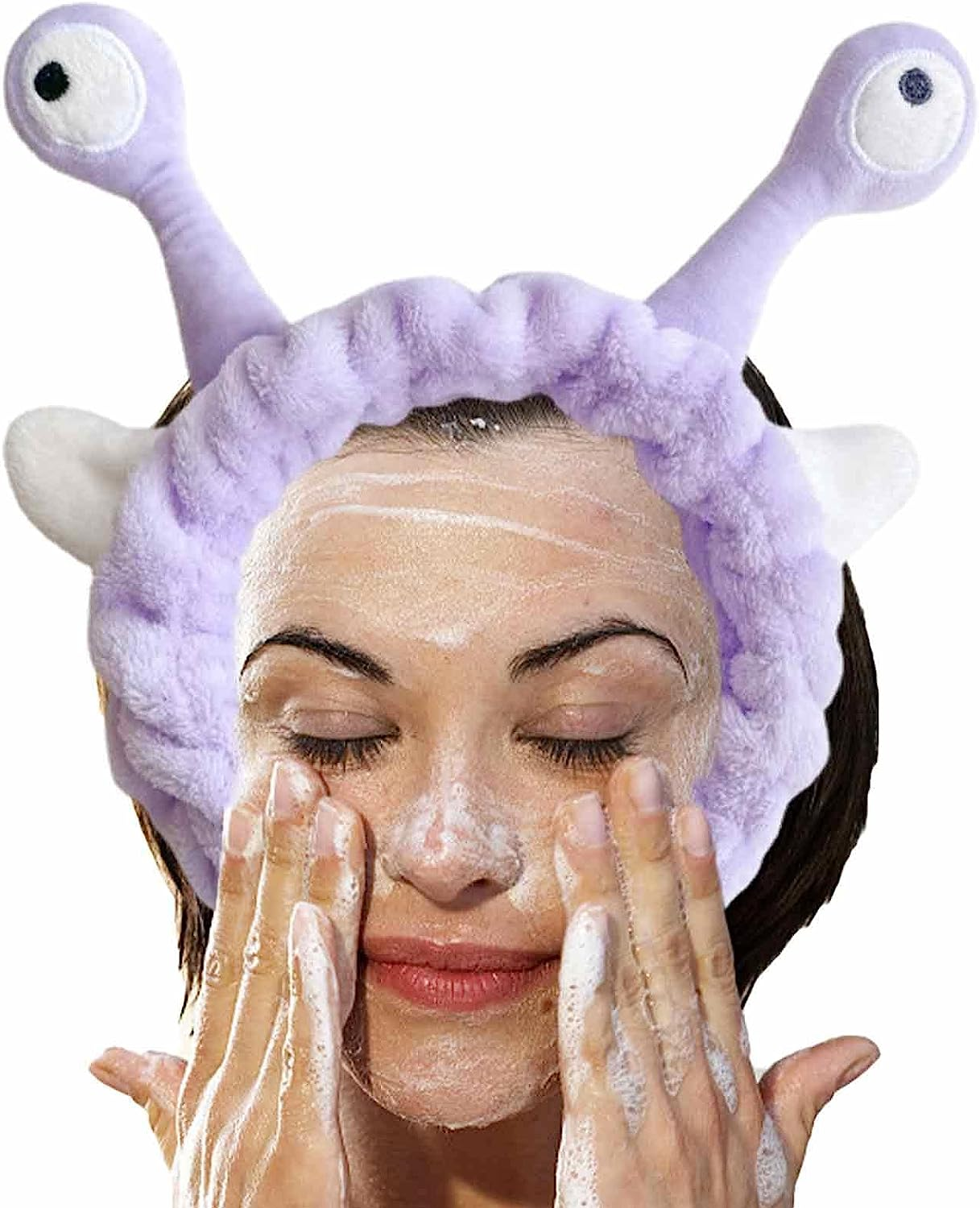 Face Wash Headband | Plush Snail Eyes Headband Spa Hair Bands | Elastic Skincare Head Band | Make up Headband Hair Accessories for Washing Face image number 1