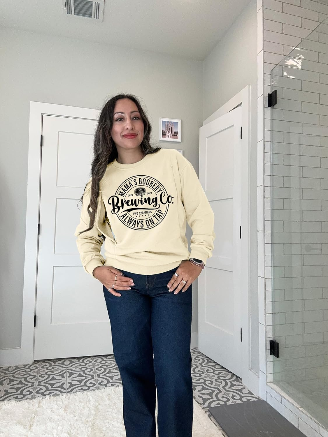 UNIQUEONE Women Nursing Sweatshirts for Breastfeeding - Friendly Zipper Maternity Sweater Long Sleeve Mama Pullover Tops image number 3