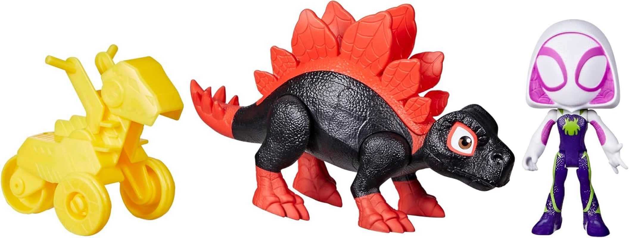 Marvel Spidey and His Amazing Friends Dino-Webs Dino Spin & Ghost-Spider 4-Inch-Scale (10Cm) Spider-Man Action Figure Set, Toys for Kids Ages 3 and Up image number 3