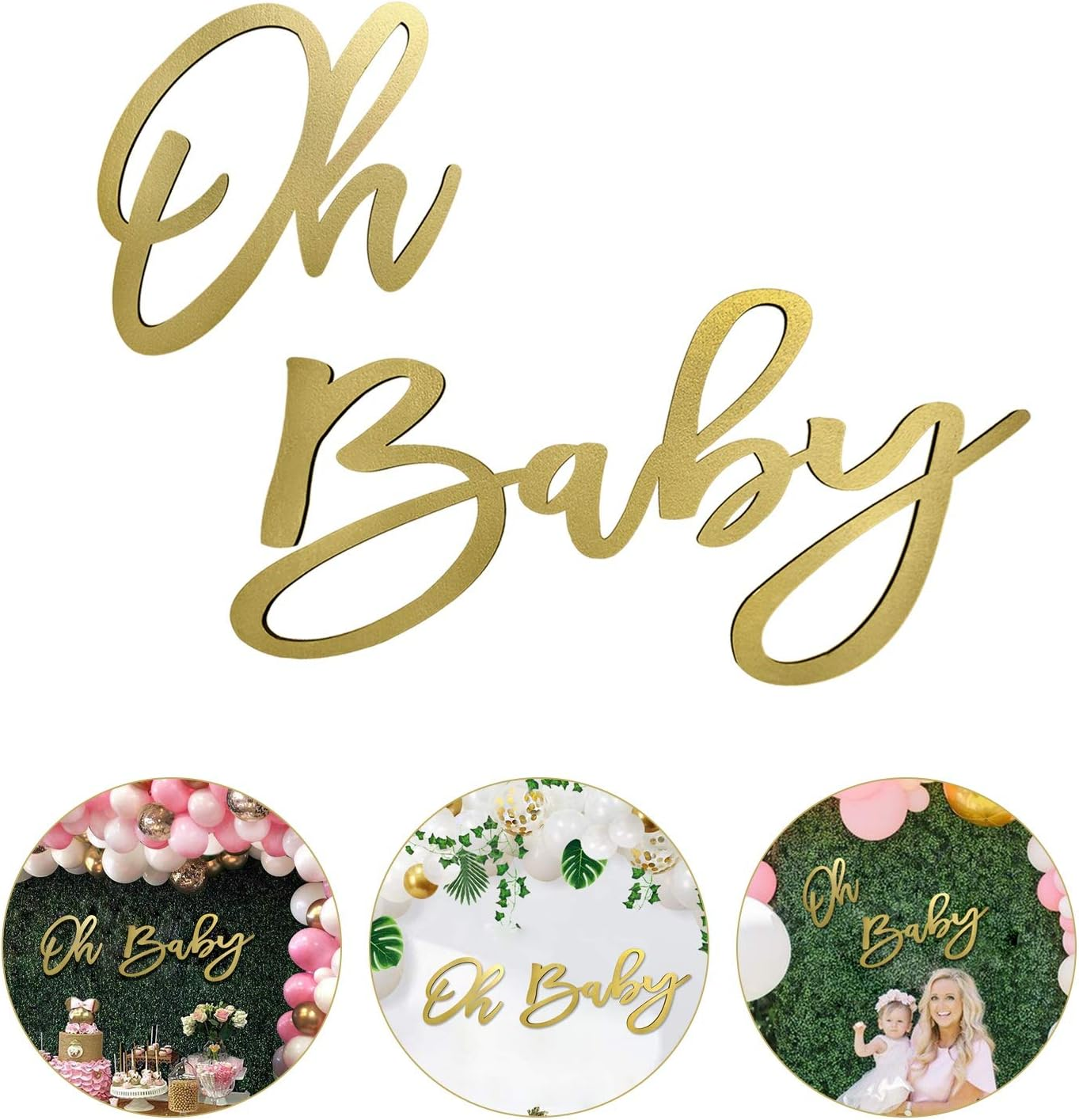 Wooden Baby Shower Sign with Gold Painted, Perfect Baby Shower Party Banner for Baby Shower Boy/Girl Decorations Gender Reveal Backdrop Party Photography Background