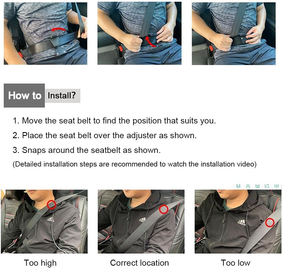 Seatbelt Adjuster, anti Twist and Slip Car Shoulder Neck Strap Positioner Clips, Protects from Cutting Your Neck or Rubbing Your Chest, Universal Fit(Black) image number 3