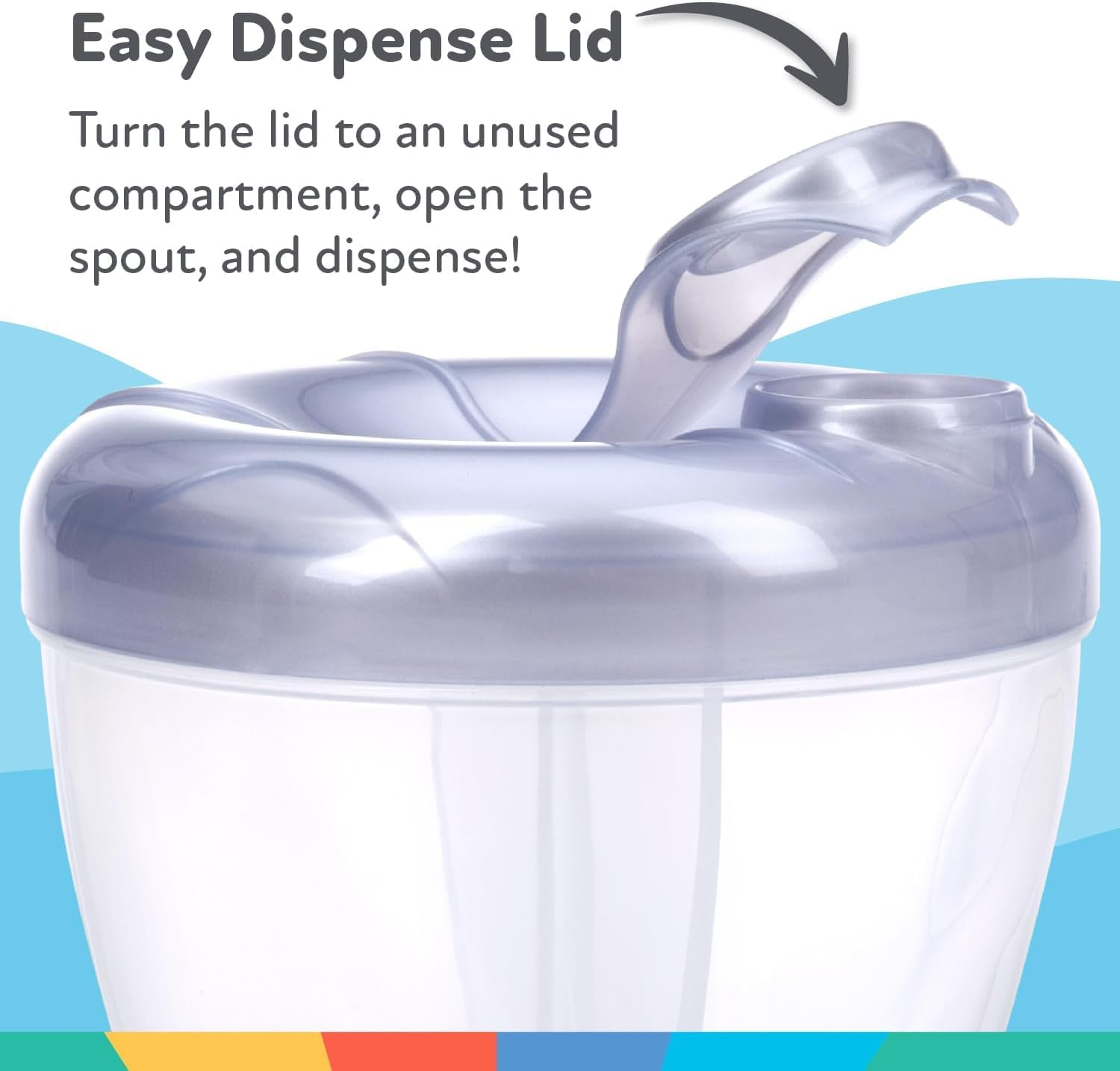 Nuby Powder Formula Dispenser - Pre-Portioned Baby Formula Container for Travel - Snap-On Cap, 4 Compartments - for Infants image number 6