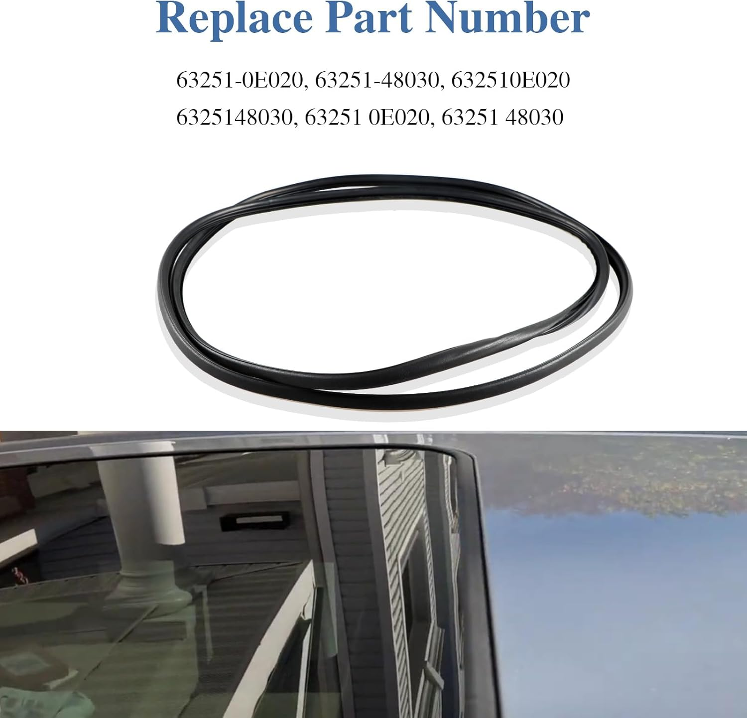 FUSCH Sunroof Glass Seal Sliding Roof Weatherstrip Seal Compatible with Toyota Avalon Camry Highlander RAV4 Lexus Es300H RX330 RX350 Rx450H Replace # 63251-0E020 63251-0E010