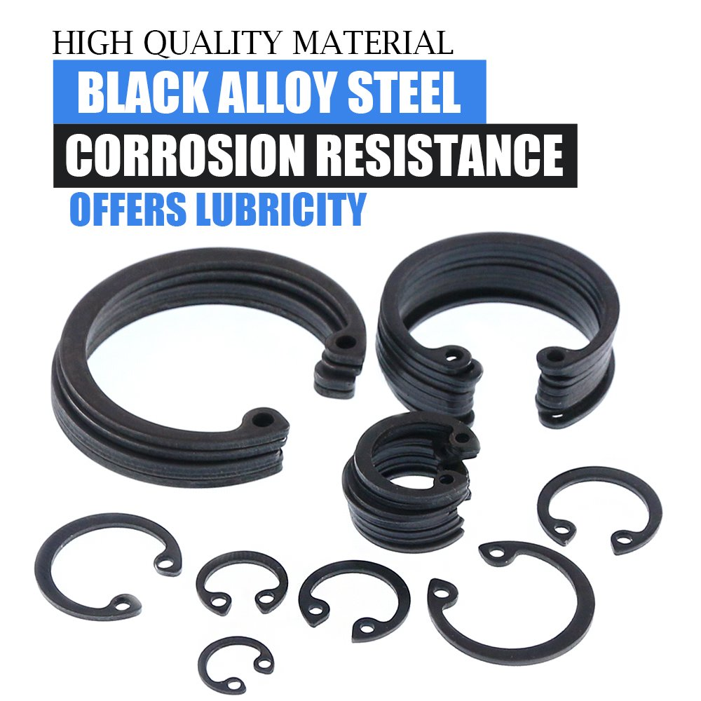 Glarks 300Pcs 15 Size Metric Internal Circlips Snap Retaining Ring Assortment Kit, Black Alloy Steel image number 4