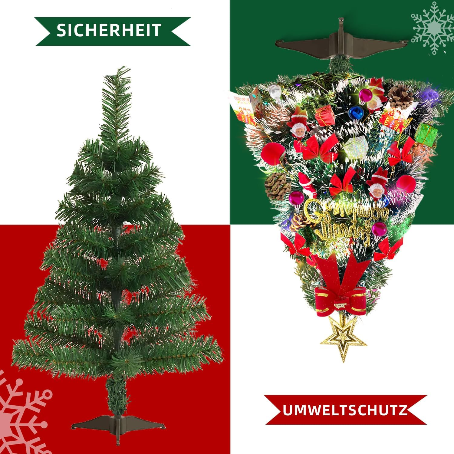 Mini Christmas Tree, Artificial Christmas Tree with Ornaments, Mini Christmas Tree for Table, Small Christmas Tree, Christmas Decoration, Christmas Tree for Desk, Table, Office Decoration, 60 Cm image number 4