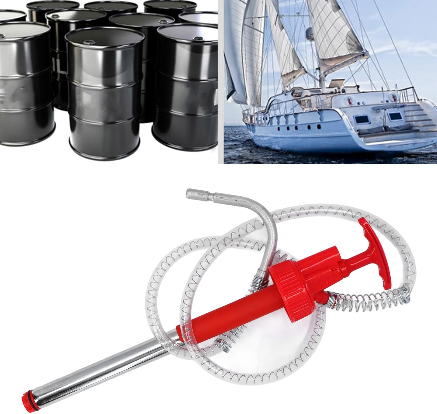 Hand Fuel Pump for 20L Drum, Leakage Proof Water Fuel Transfer Pump Oil Extractor with Non Drip Nozzle Manual Vertical Oil Drum Pump Portable Transfer Pump Kit for Gas Fuel image number 2