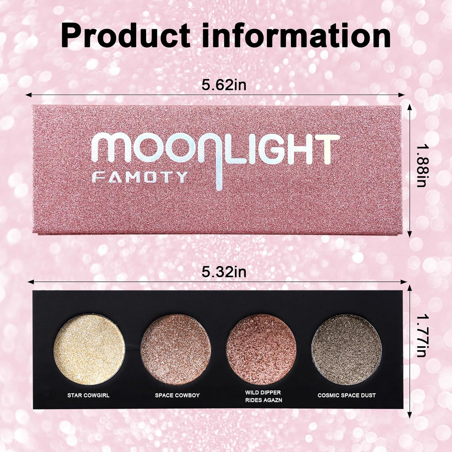 4 Colors Glitter Eyeshadow Palette, Shimmer Eyeshadow Makeup Palette, Eye Shadow Palette for High Pigment, Waterproof &Long Lasting, Eyeshadow Powder Palette for Women
