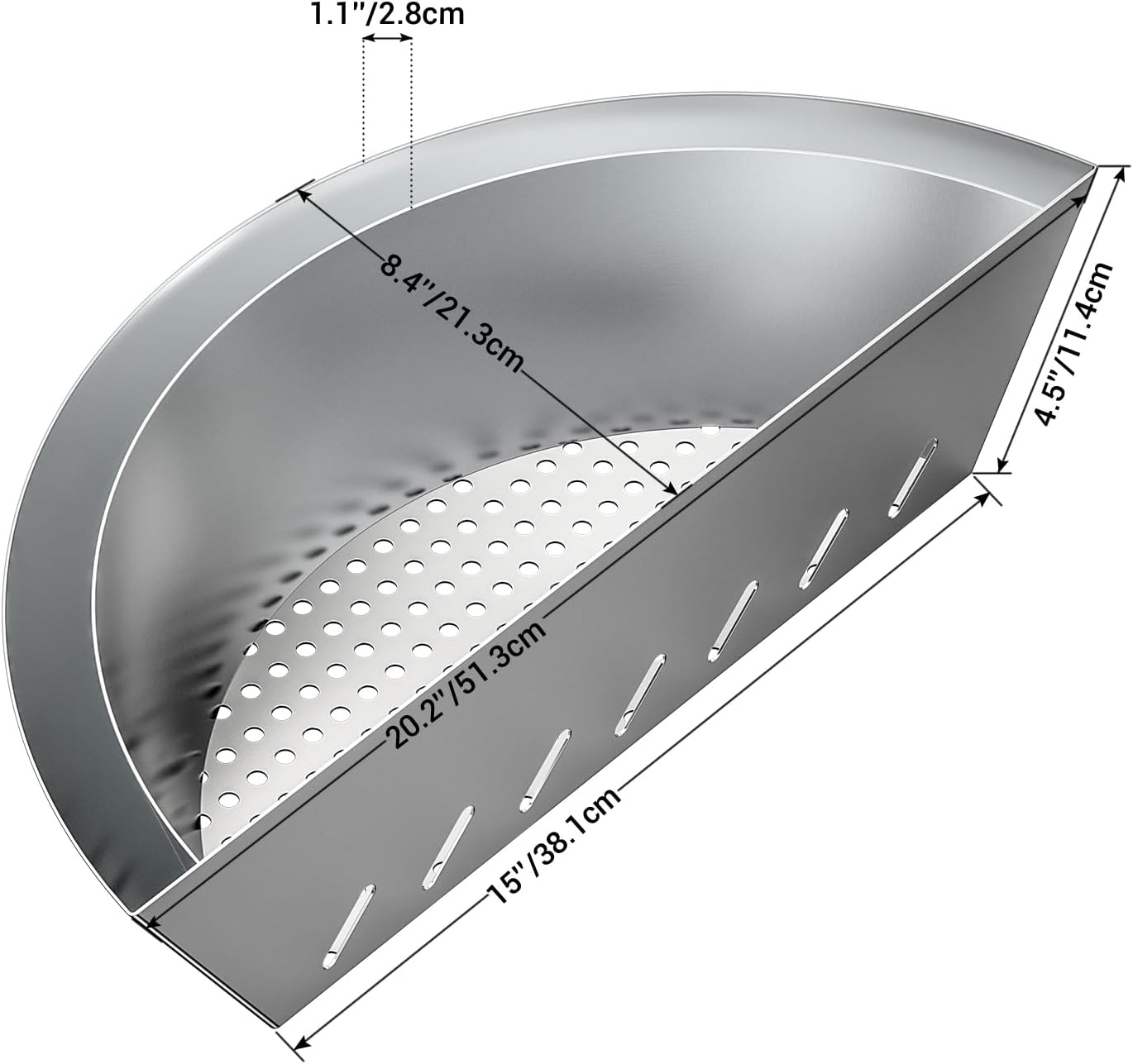 Onlyfire Contoured Stainless Steel Char-Basket Charcoal Briquet/Charcoal Fuel Holder for 57-67Cm Kettle Grill image number 2
