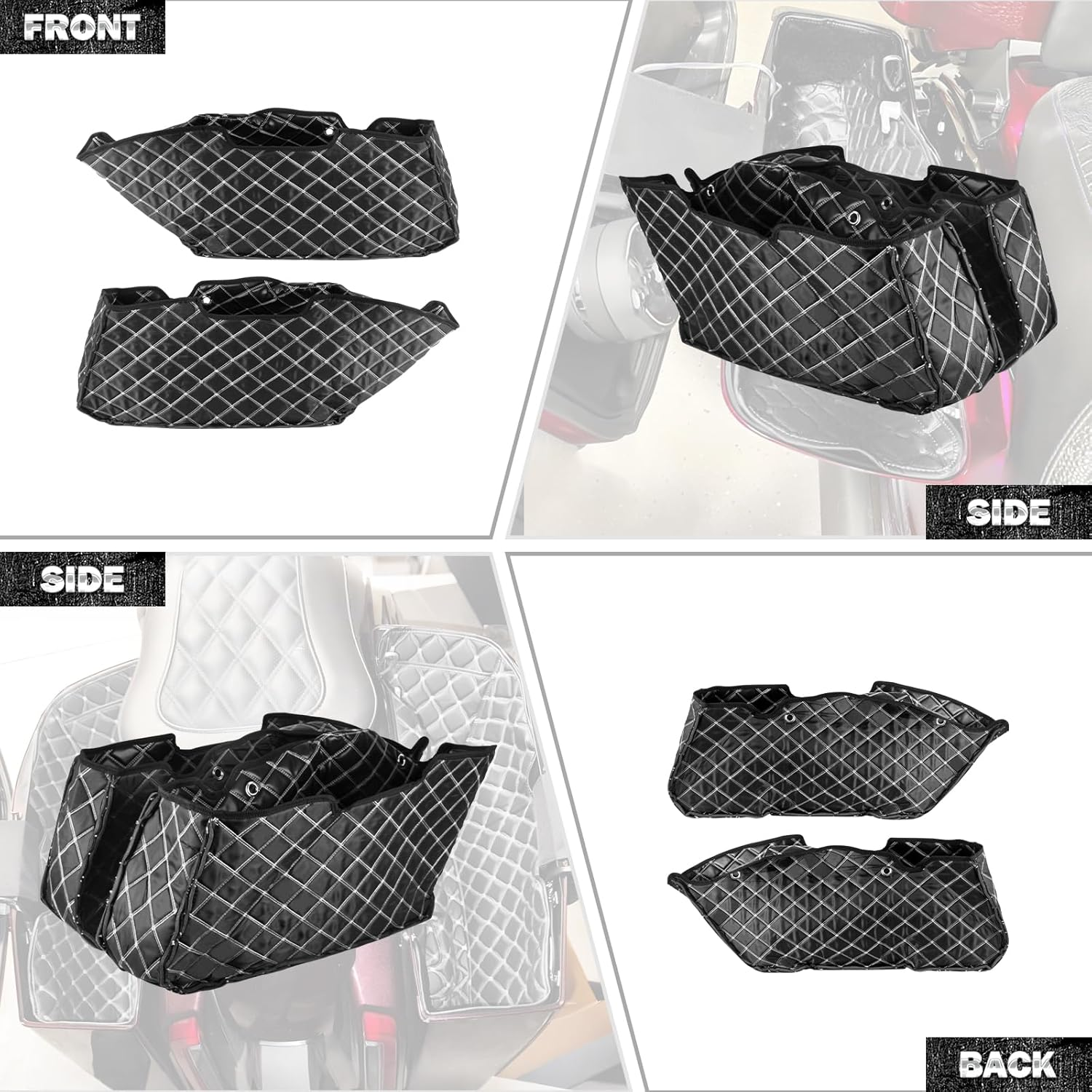 HDBUBALUS Saddlebag Liners Carpet Insert Fits for 2024-Later Road Glide Street Glide 2023 Street Glide CVO Road Glide CVO (White Stitching) image number 2