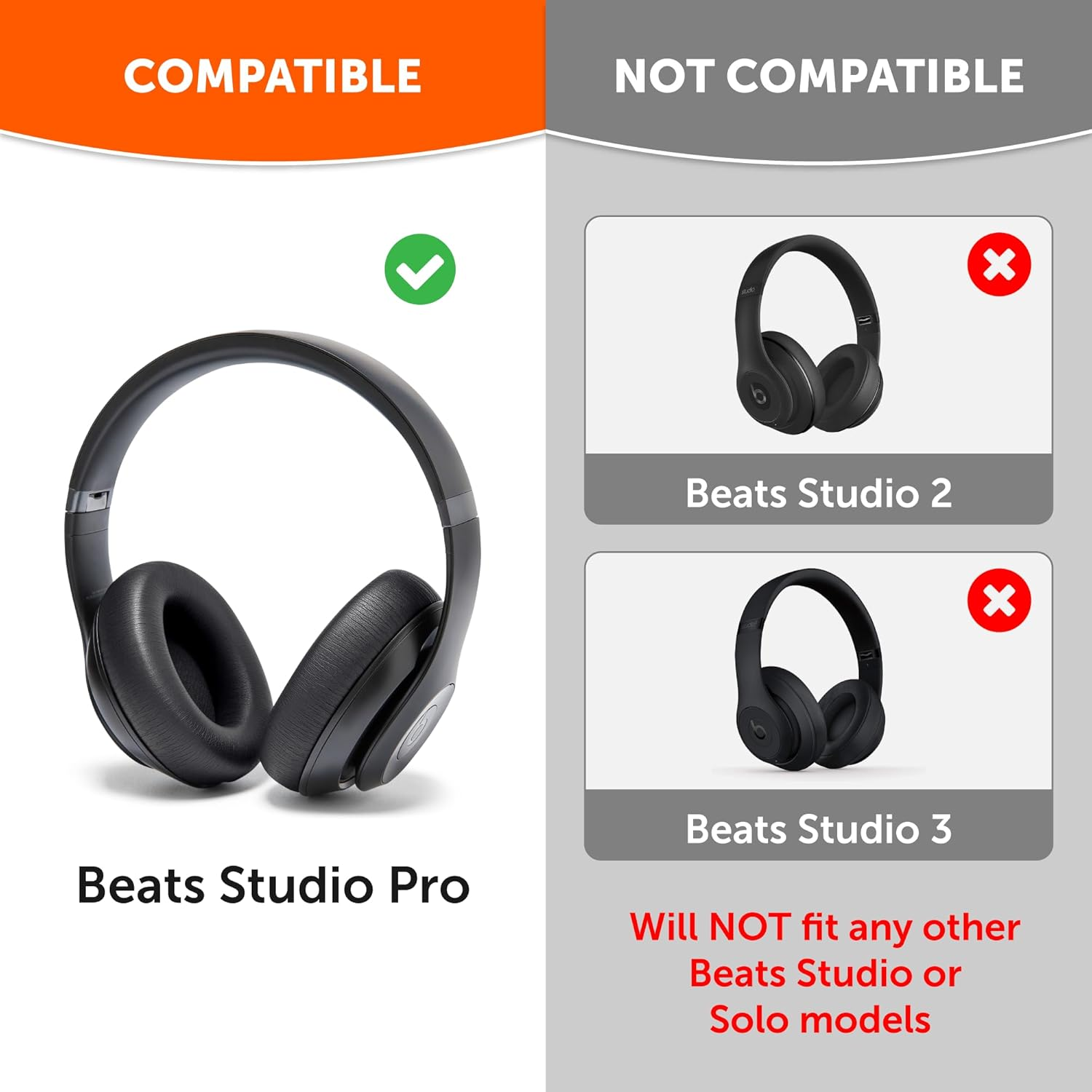 WC Padz Studio Pro - Extra Thick Earpads for Beats Studio PRO Made by Wicked Cushions | Upgraded PU Leather, Larger Ear Opening, Enhanced Foam | Black image number 4