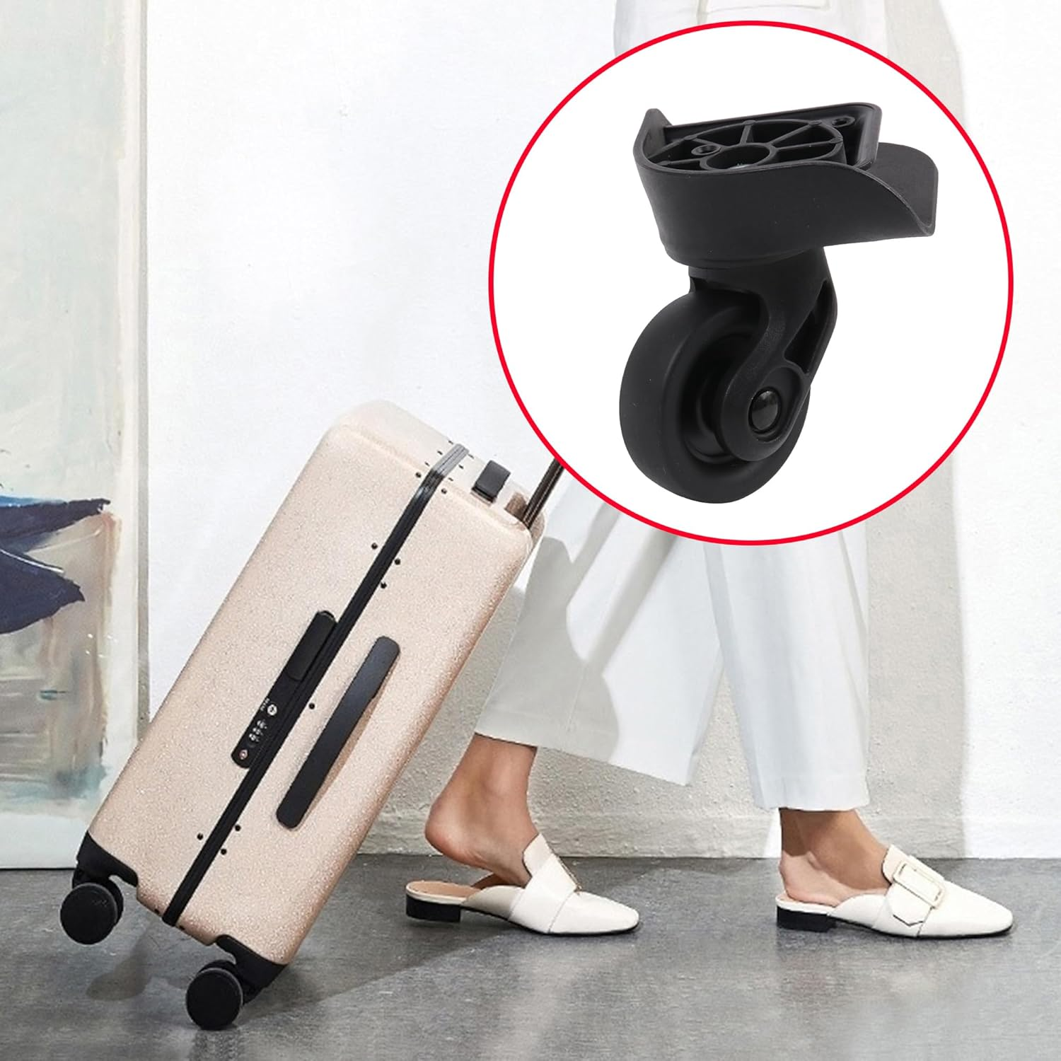 BQLZR Travel Black Luggage Mute Wheels Left W237 360 Swivel with 2 Screws for Suitcase image number 4