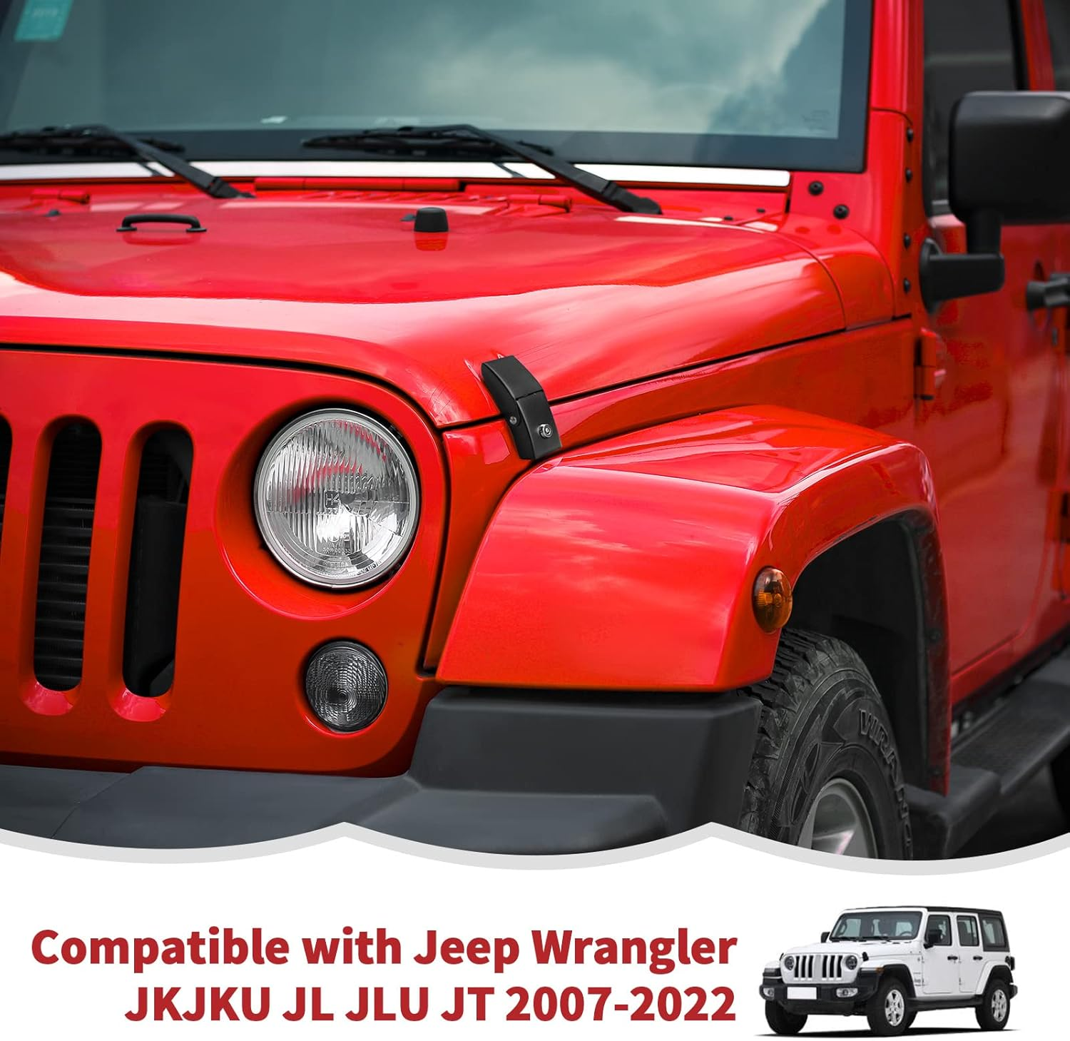 Stainless Steel Hood Latches Hood Lock Catch Latches Kit for Jeep Wrangler JK 2007-2017 (Black) - Hood Latches-Silver image number 5