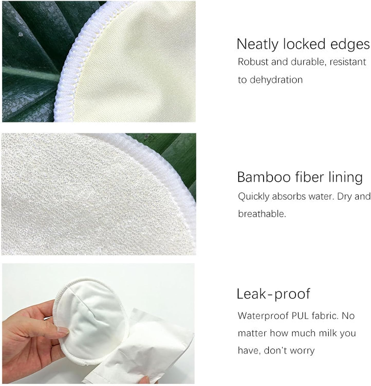 14 Organic Bamboo Breast Pads，Highly Absorbent, and Perfect for Busy Moms. the Nursing Pads Ensure Leak-Proof Protection, While Reusable Breast Pads Offer an Eco-Friendly, Sustainable Choice. image number 3