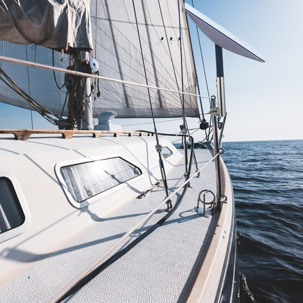 Stainless Steel Rail Mount for Starlink Dish RV Ladder Car Vehicles Roof Rack,360&deg; Rotating Pipe Mounting Kit for Yacht Sailboat Railing Marine Boat Pole Adapter Tube Holder Base(2Inch,200Mm) image number 6