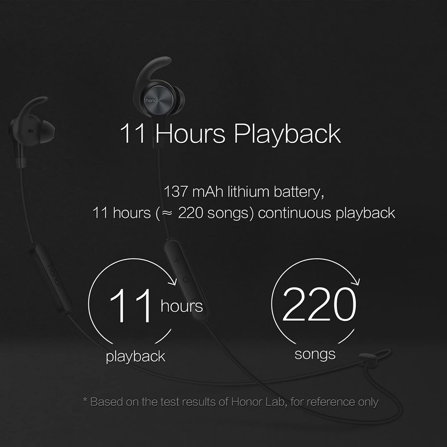 Honor Bluetooth Headphones, Wireless Sports Headphones with 11 Hours Playback Time and IP52 Water Protection Class, Magnetic In-Ear Headphones for Ios Android, Blue image number 5