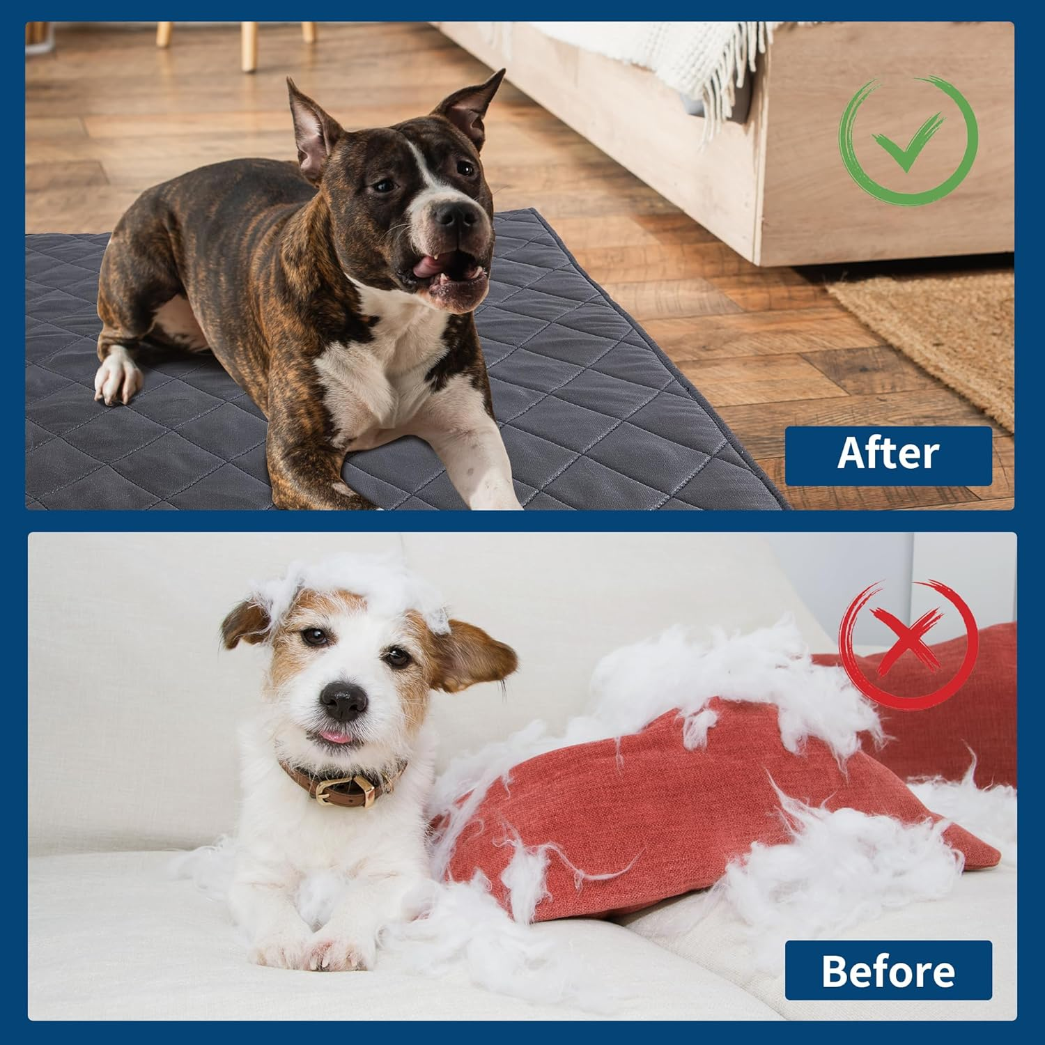 MABOZOO Durable Chew Proof Dog Bed, Tough Indestructible Crate Mat for Aggressive Chewers, Washable Waterproof Pet Bed for Medium Dogs, Black 22X35 In