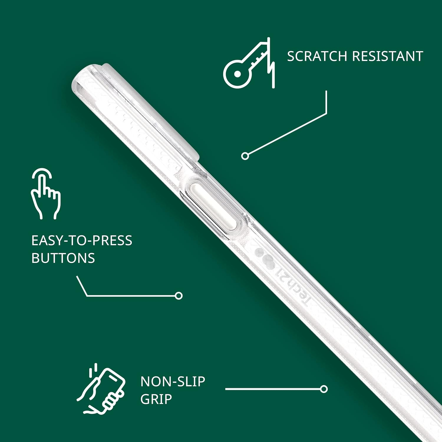 Tech21 Iphone 14 plus Evo Crystal Compatible with Magsafe&reg; &ndash; Shock-Absorbing & Scratch-Resistant Clear Phone Case with 16Ft Flexshock Multi-Drop Protection image number 2