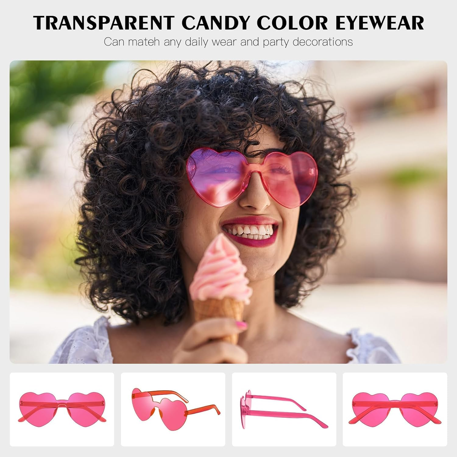 24 Mixed Style Rimless Sunglasses Retro Colored Party Glasses Funny Bachlor Pool Costume Accessories image number 3