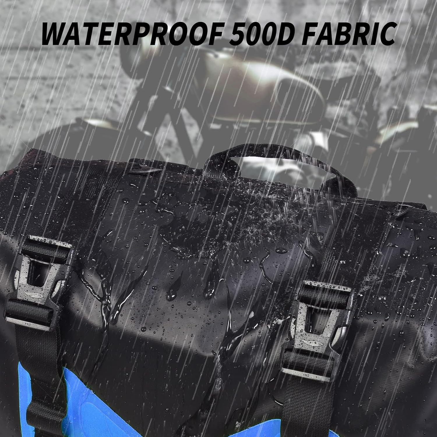 AFISHTOUR Waterproof Motorcycle Saddlebags - 50L Motorcycle Luggage Bags for Motorbike Travel - Motorcycle Panniers Bags - Detachable Bag for Scooter, Honda, Suzuki, Yamaha (Blue, 2 Pack) image number 3