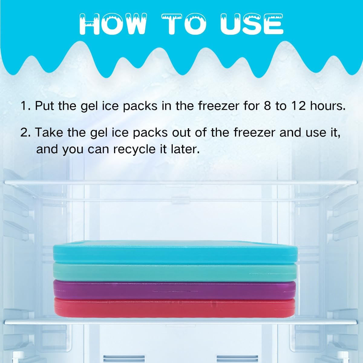 Home Times 4 Pack Slim Thin Reusable Ice Packs for Lunch Boxes, Coolers & Camping - Quick Freeze, Long Lasting Space Saving Freezer Packs, Multifunction Cooler Ice Brick（Built-In Gel） image number 2