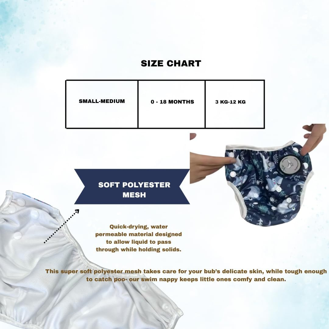 Eka'S Bliss Cuddles and Snuggles Swim Nappy Reusable Small to Medium Size Adjustable Swimming Diaper Washable Ideal for Boys and Girls Infant Toddlers and Babies, Pack of 2 image number 1
