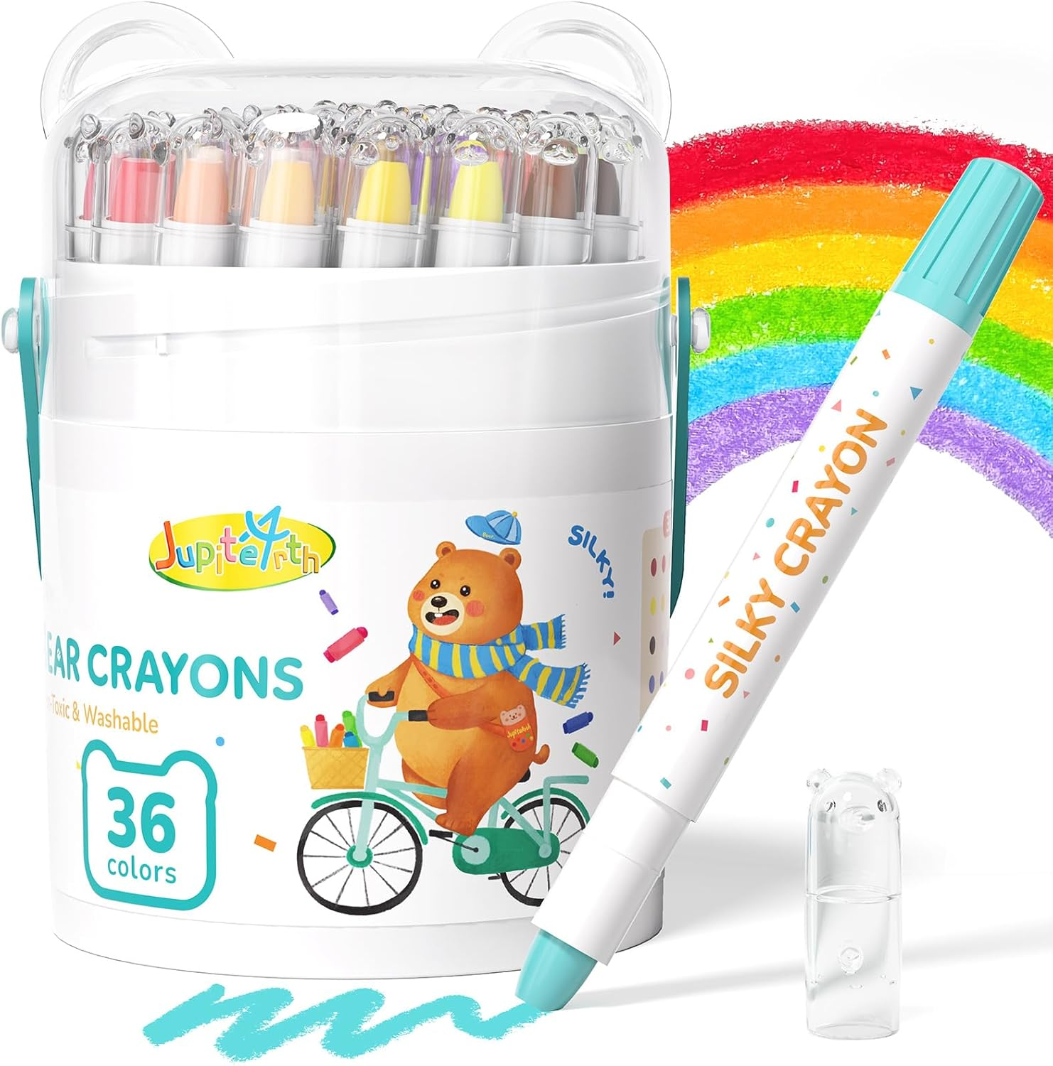 24-Color Crayons for Toddlers 1-3 and Kids 4-8, Non-Toxic Washable Crayons, Ultra-Silky Easy-Grip Art Supplies, Ideal Coloring Boys and Girls