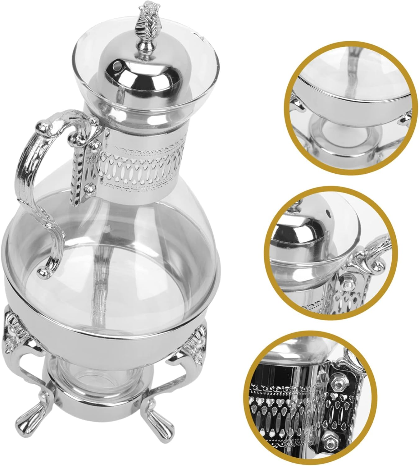 Household Japanese Teapot Turkish Home Shop Pot Pots Bottle for Maker Warmer Silver Kettle Restaurant Party Coffee China Use Glass Supplies Espresso Arabic Tea European Cold Style image number 2