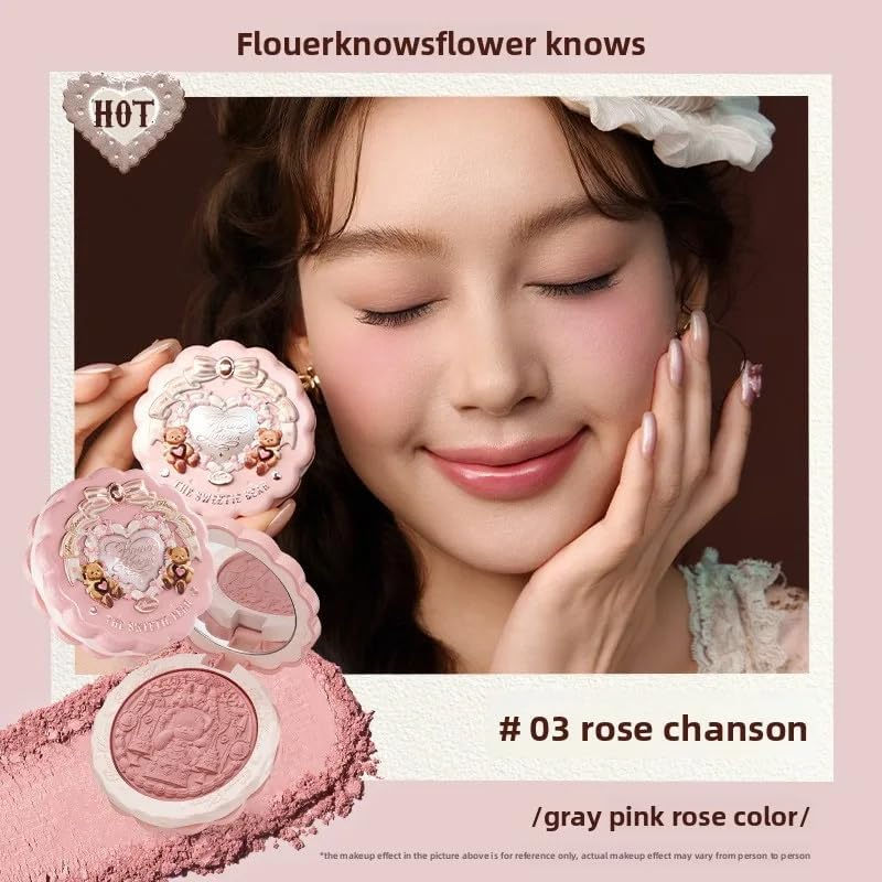 Flower Knows Sweetie Bear Velvet Satin Blush Natural Brightening, Long-Lasting Matte Finish (C03) - C03 image number 3