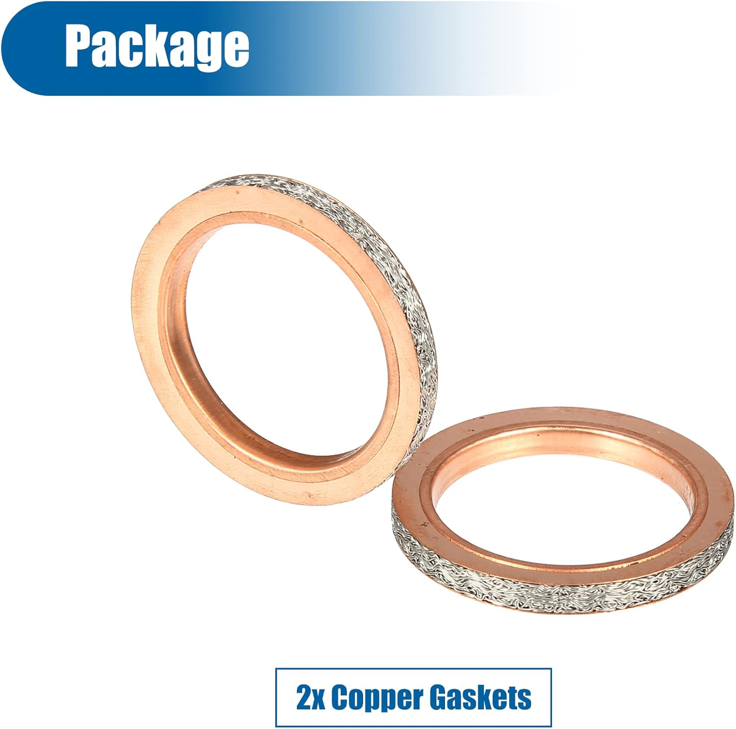 X AUTOHAUX 2 Pcs Exhaust Pipe Muffler Silencer Gasket Kit Copper Gaskets for Yamaha Rhino 660 YXR660F 4X4 2004-2007 Metal image number 3