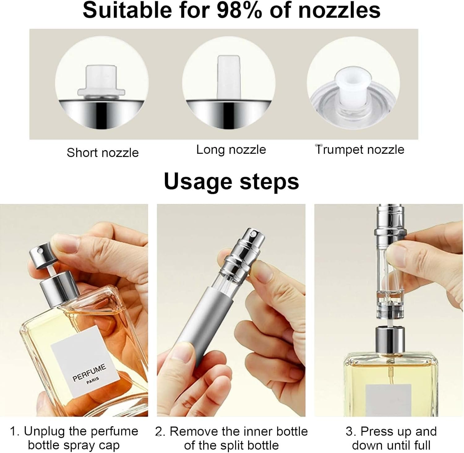 5ML Perfume Atomizer Refillable, Perfume Atomizer Empty, Empty Travel Perfume Atomizer Mini Portable Spray Bottle, Perfume Container, Pocket Atomizer Perfume Bottles (Black+Gray) image number 6