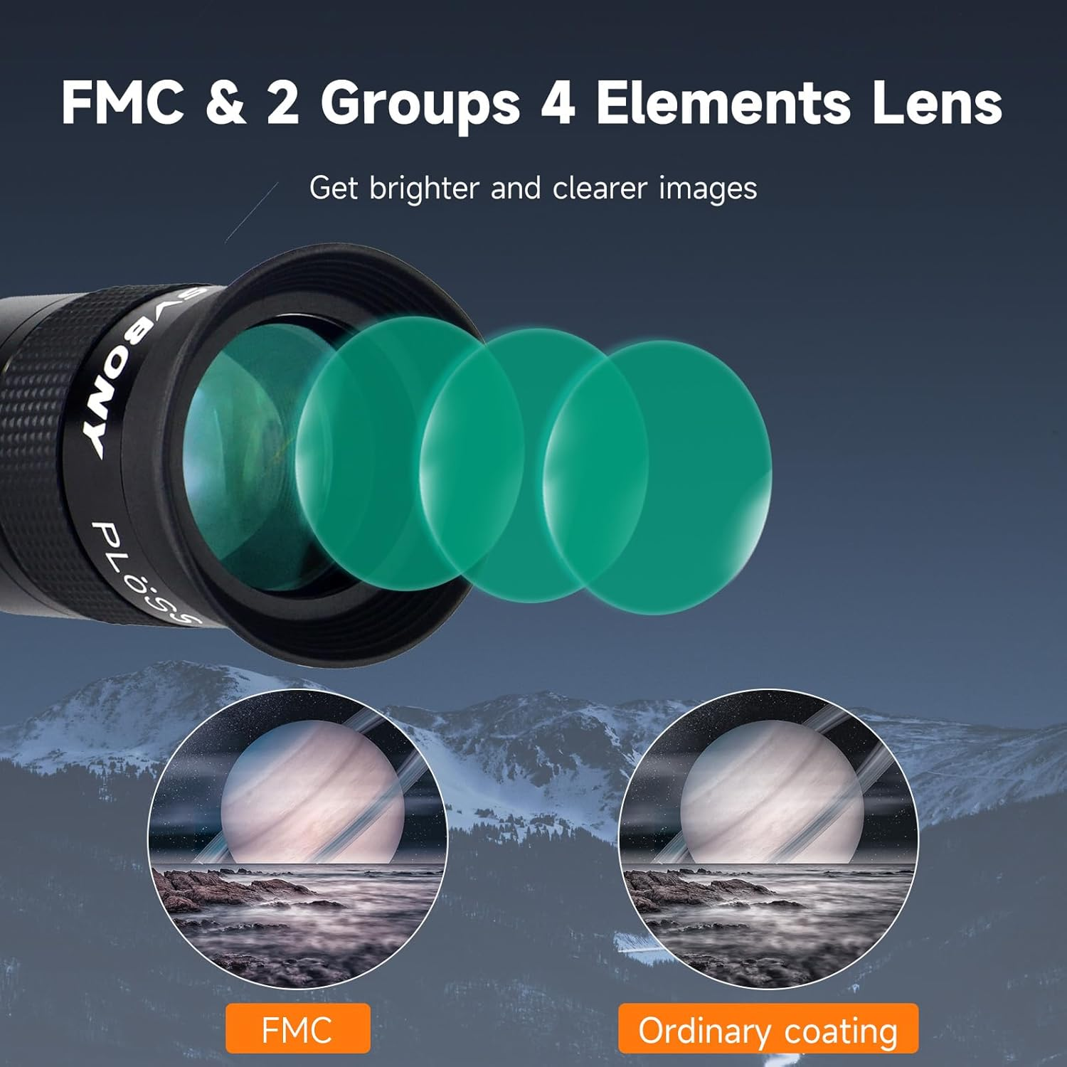 SVBONY 40Mm 1.25 Inches Plossl Telescope Eyepiece 40 Degree, and 2X Barlow Lens, 1.25 Inch Barlow Lens, Multi Coated Broadband Green Film, Telescope Accessories with M42 Thread for Telescope Eyepiece image number 2